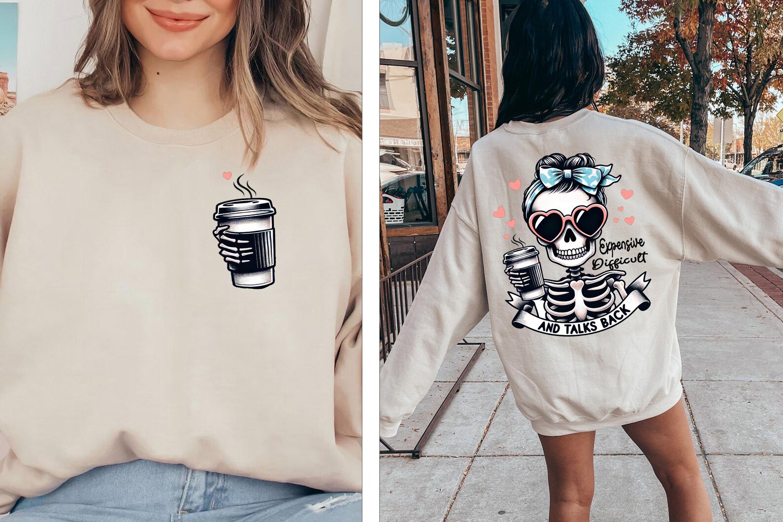 Expensive Difficult And Talks Back T Shirt, Trendy Front And Back design, Funny Women Shirt, Sarcastic Christmas Gift For Coffee Lover Wife 4