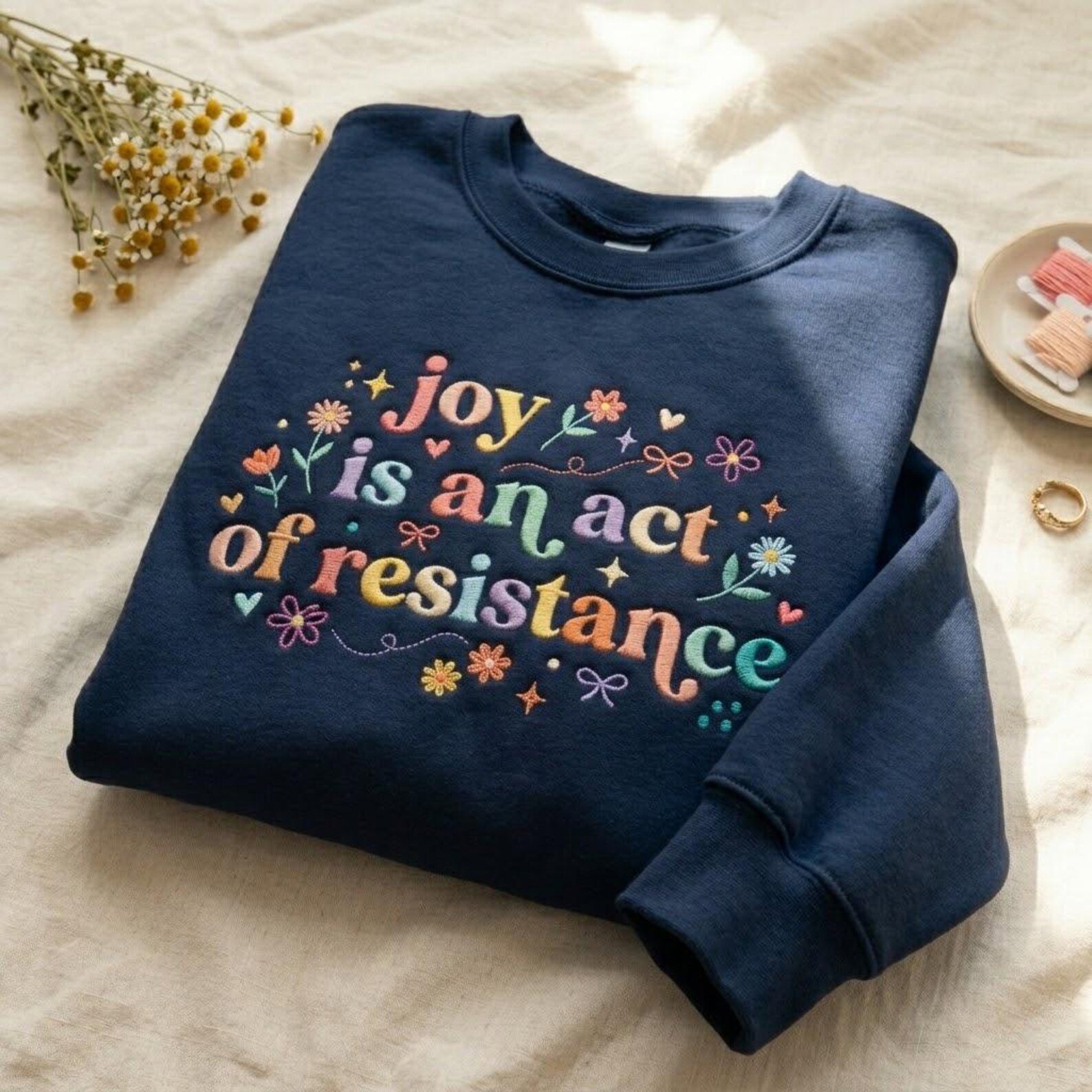 Embroidered Joy Is An Act Of Resistance Shirt, Rainbow Pride Sweatshirt, Pride Month Tee, Human Rights Tee, Pride Gift Shirt, Pride Month 2
