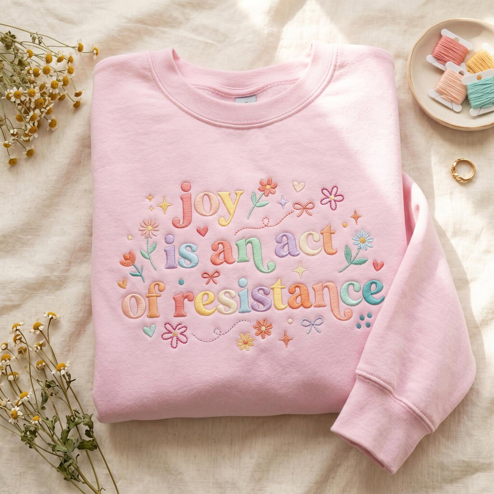 Embroidered Joy Is An Act Of Resistance Shirt, Rainbow Pride Sweatshirt, Pride Month Tee, Human Rights Tee, Pride Gift Shirt, Pride Month 3
