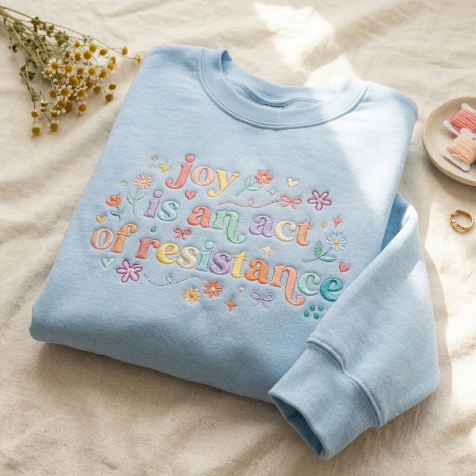 Embroidered Joy Is An Act Of Resistance Shirt, Rainbow Pride Sweatshirt, Pride Month Tee, Human Rights Tee, Pride Gift Shirt, Pride Month 4