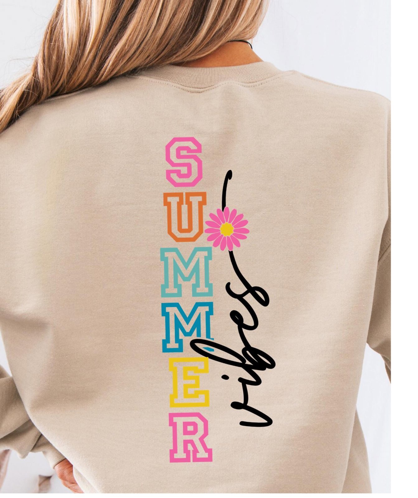 Retro Back Print Summer Vibes Graphic T-Shirt | Colorful Varsity Aesthetic Daisy Tee | Girls Trip Beach Vacation Outfit 2