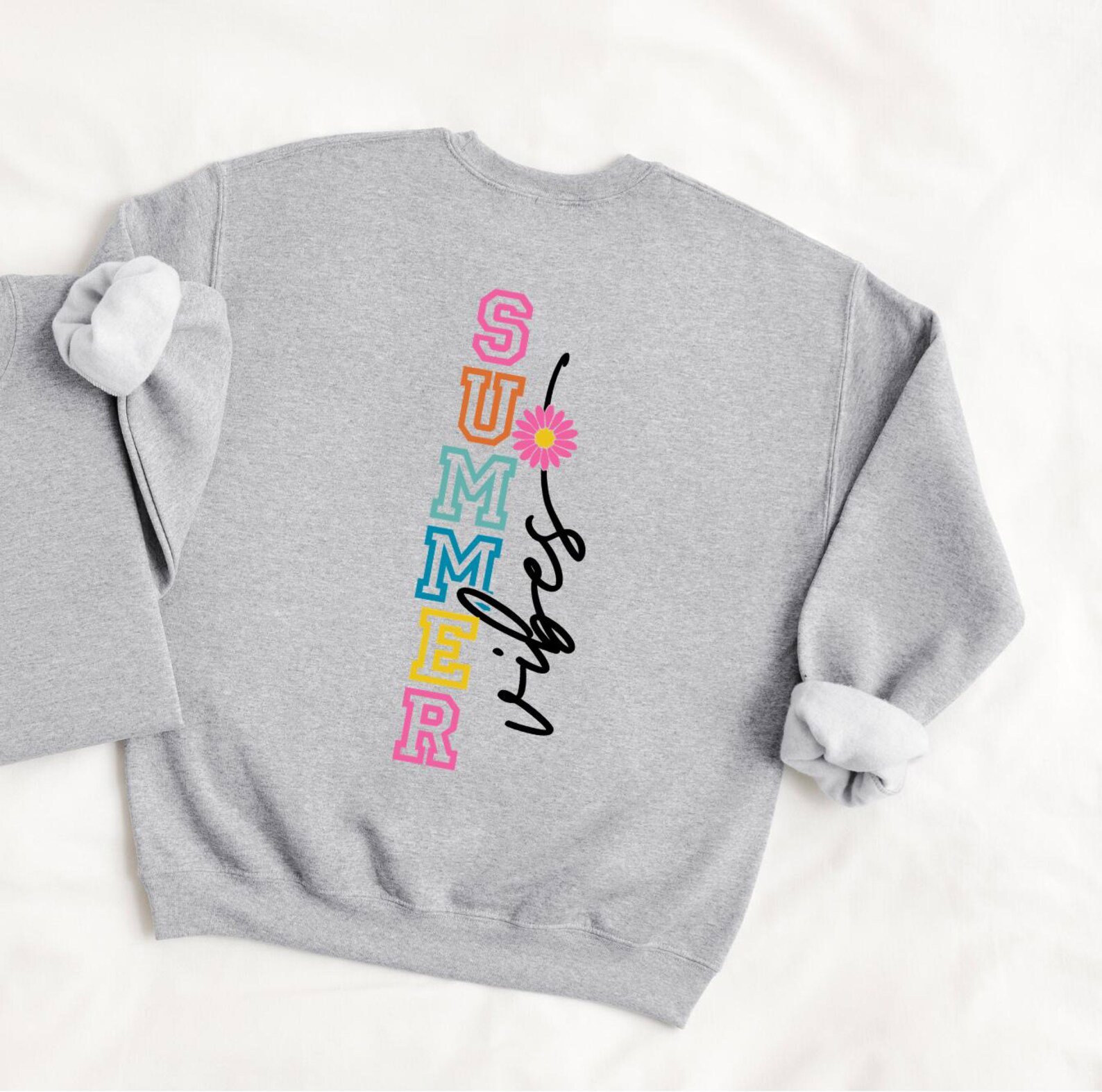 Retro Back Print Summer Vibes Graphic T-Shirt | Colorful Varsity Aesthetic Daisy Tee | Girls Trip Beach Vacation Outfit 5