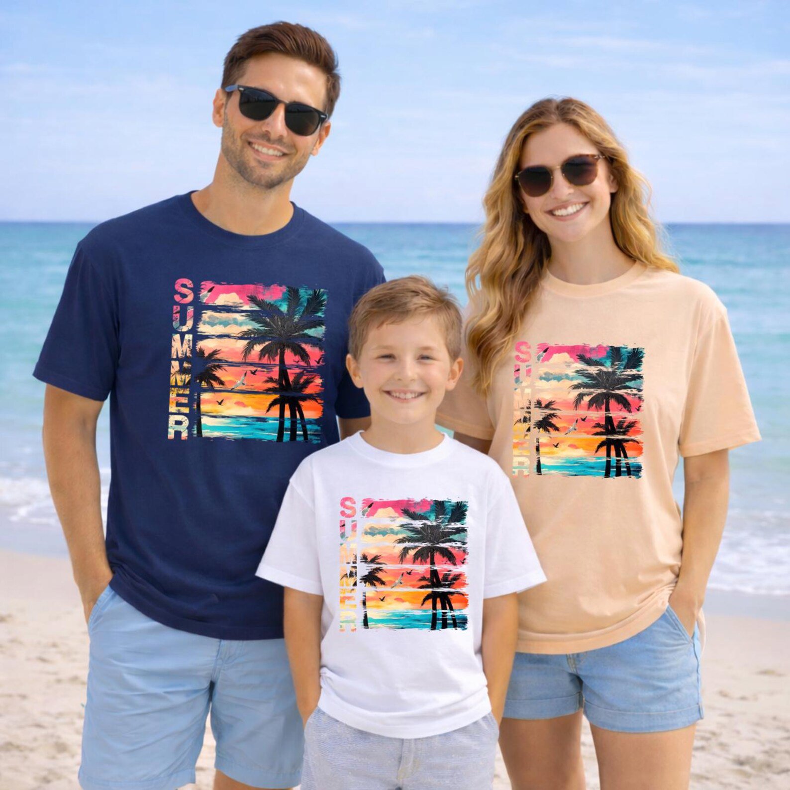 Summer Shirt, Beach Vacation Shirt, Palm Tree Sunset Tee, Family Vacation Shirts, Tropical Summer Graphic Tee 10