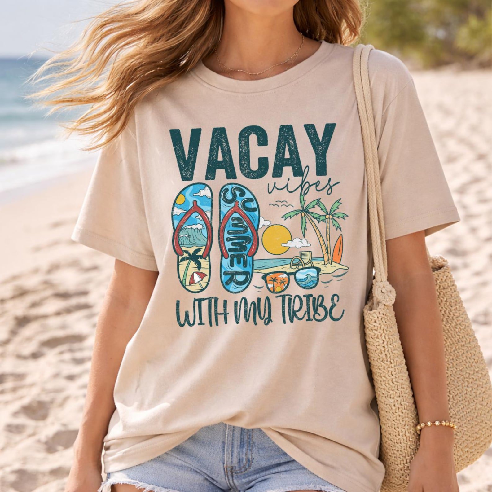 Girls Trip Shirts, Vacay Vibes With My Tribe Tee, Matching Besties Vacation Shirts, Beach Trip Crew Outfit, Friends Trip T Shirt 1