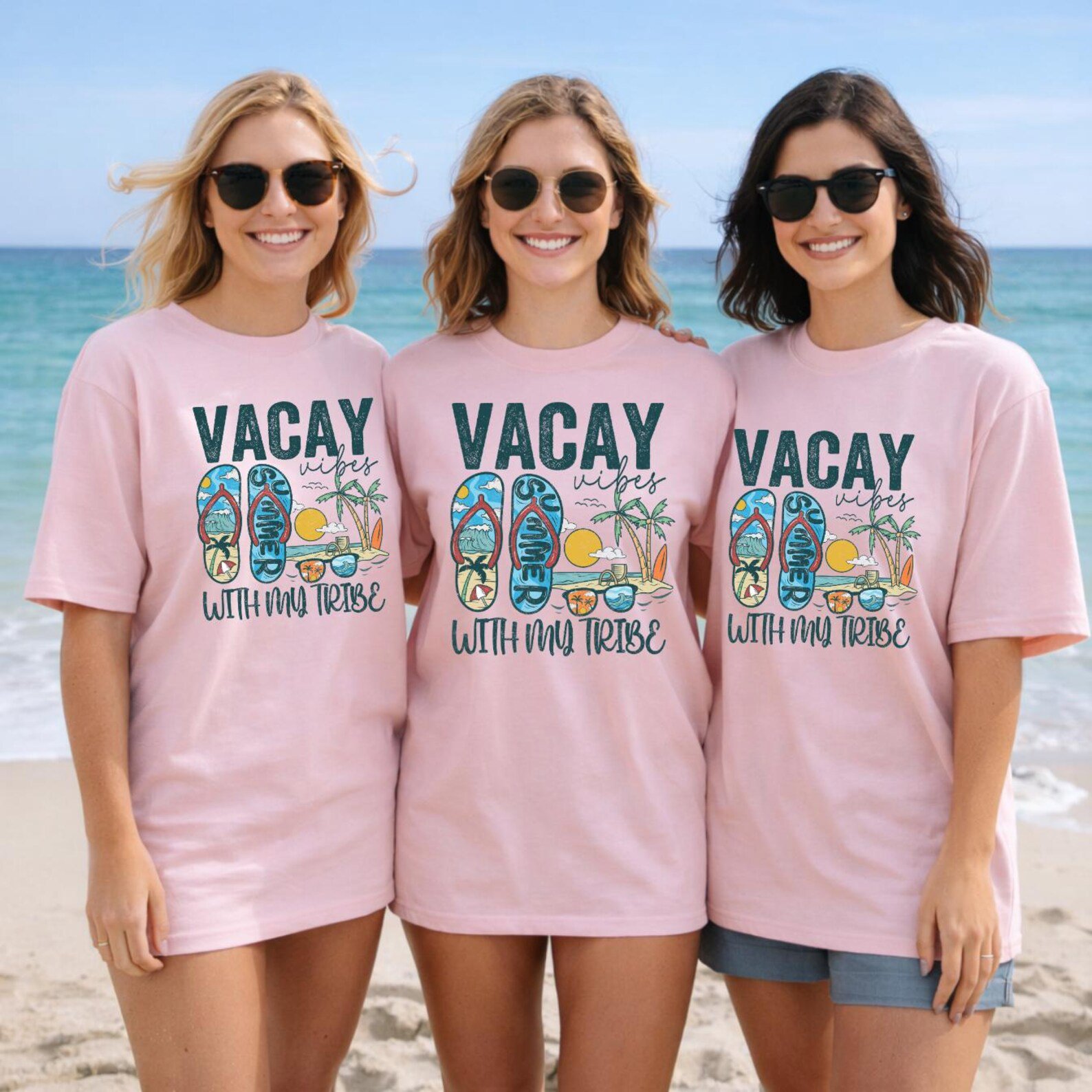 Girls Trip Shirts, Vacay Vibes With My Tribe Tee, Matching Besties Vacation Shirts, Beach Trip Crew Outfit, Friends Trip T Shirt 5