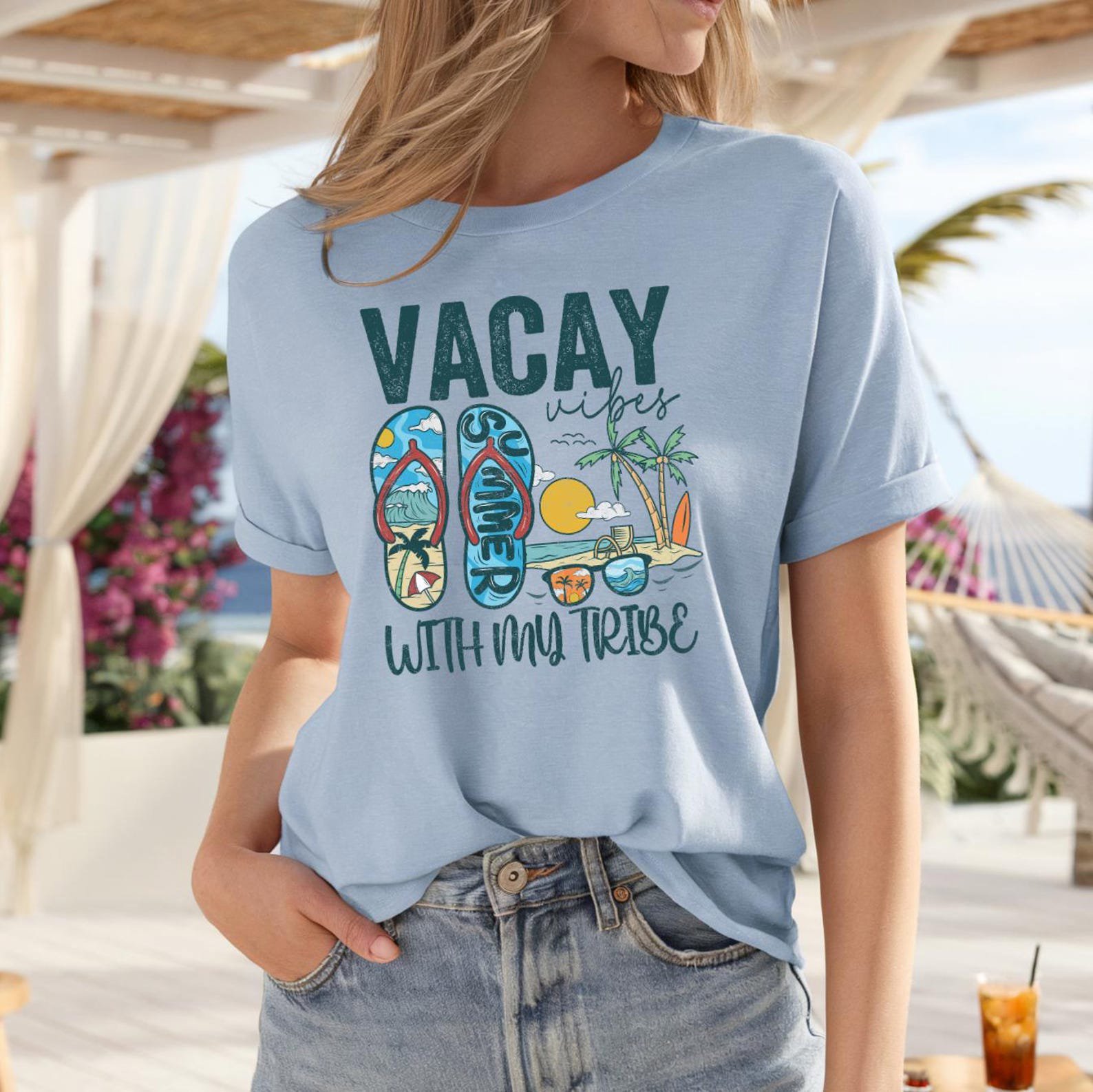 Girls Trip Shirts, Vacay Vibes With My Tribe Tee, Matching Besties Vacation Shirts, Beach Trip Crew Outfit, Friends Trip T Shirt 7
