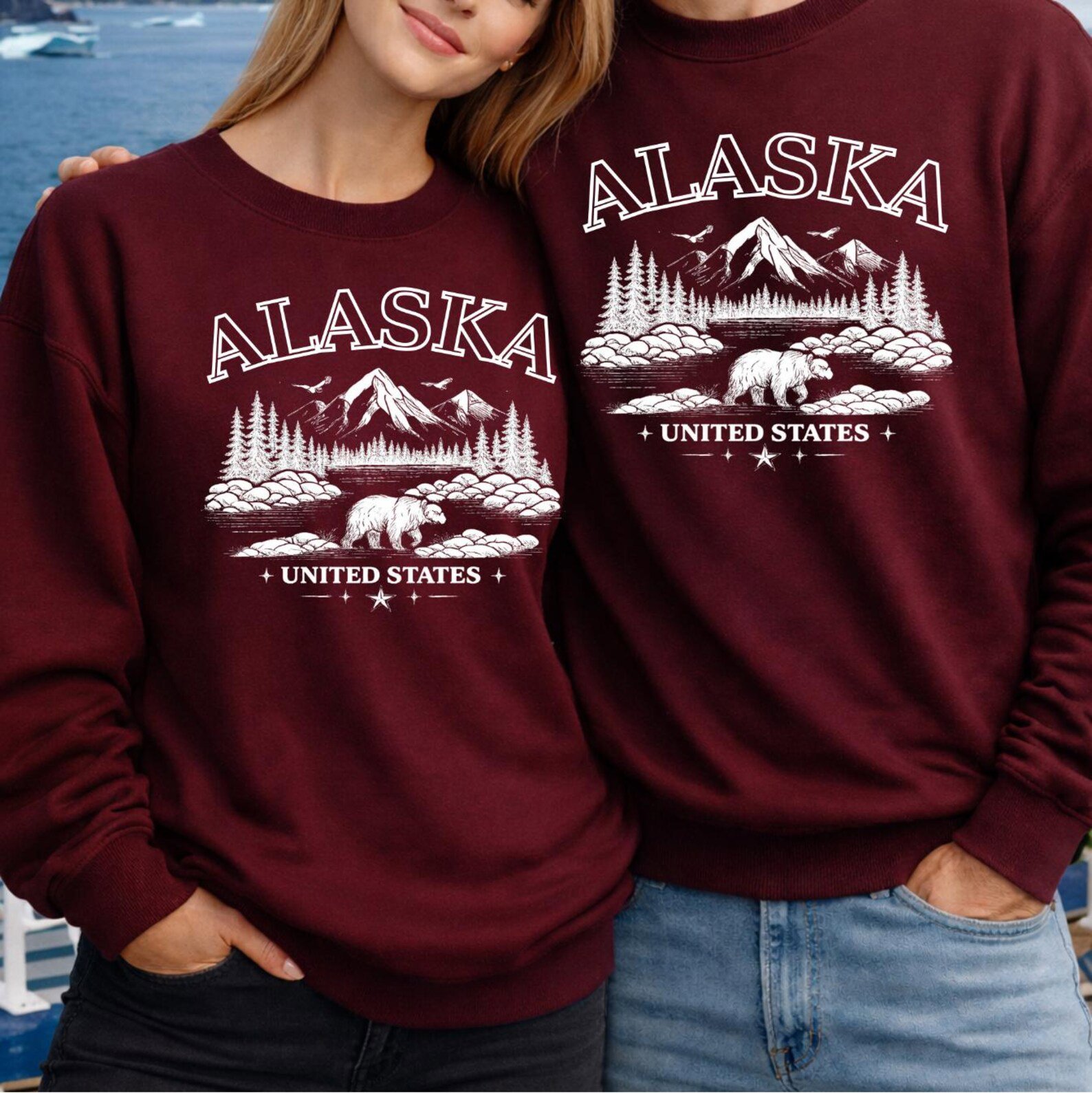 Name on Sleeve Personalized Alaska Sweatshirt, Matching Alaska Family Vacation Outfit, Alaska Family Trip Top, Alaska Cruise Squad Top 5