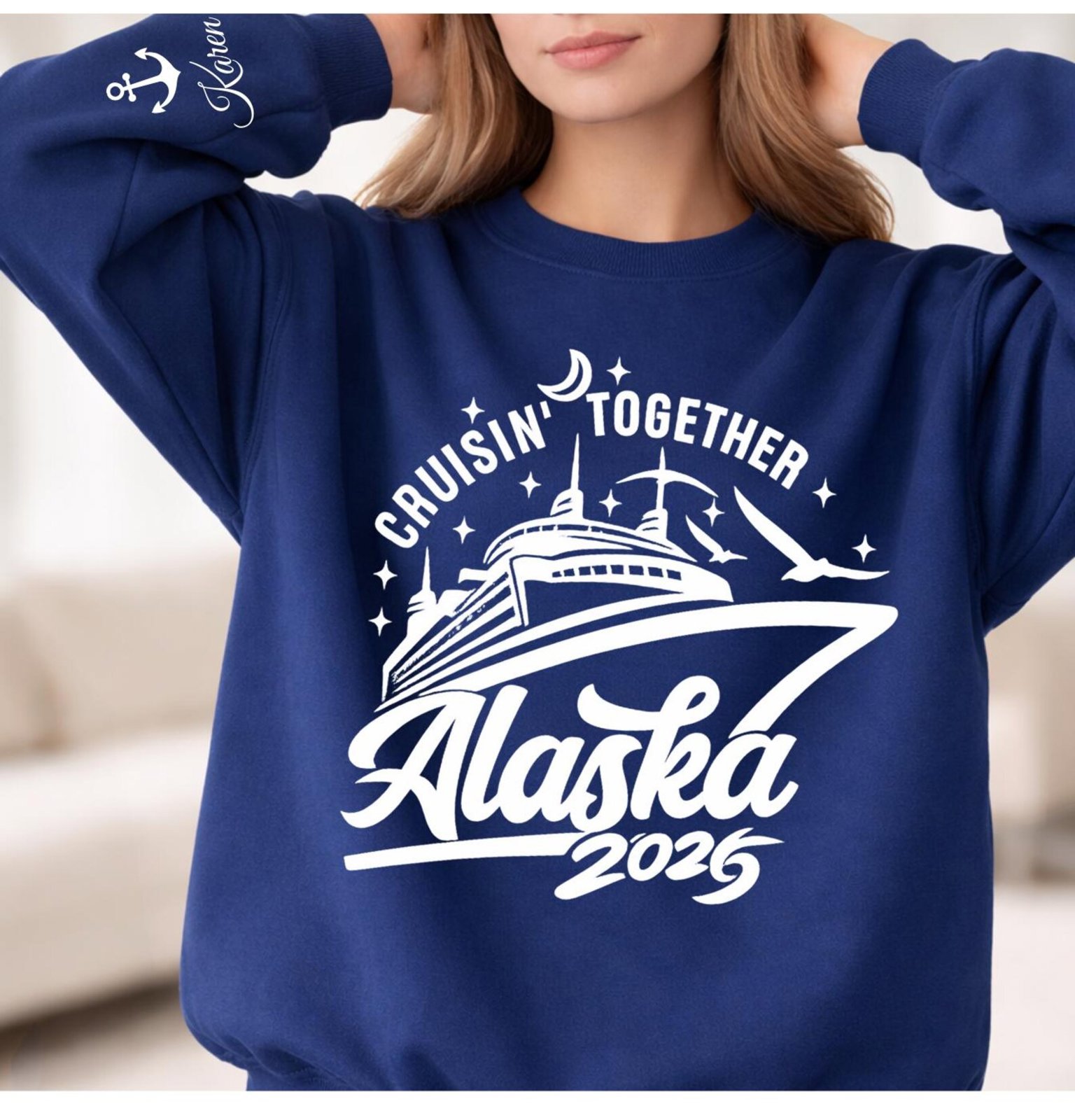 Name on Sleeve Alaska Cruise Sweatshirt, Matching Cruisin Together Alaska 2026 Shirt, Family Cruise Tee, Alaska Trip Outfit,Cruise Squad Top 2