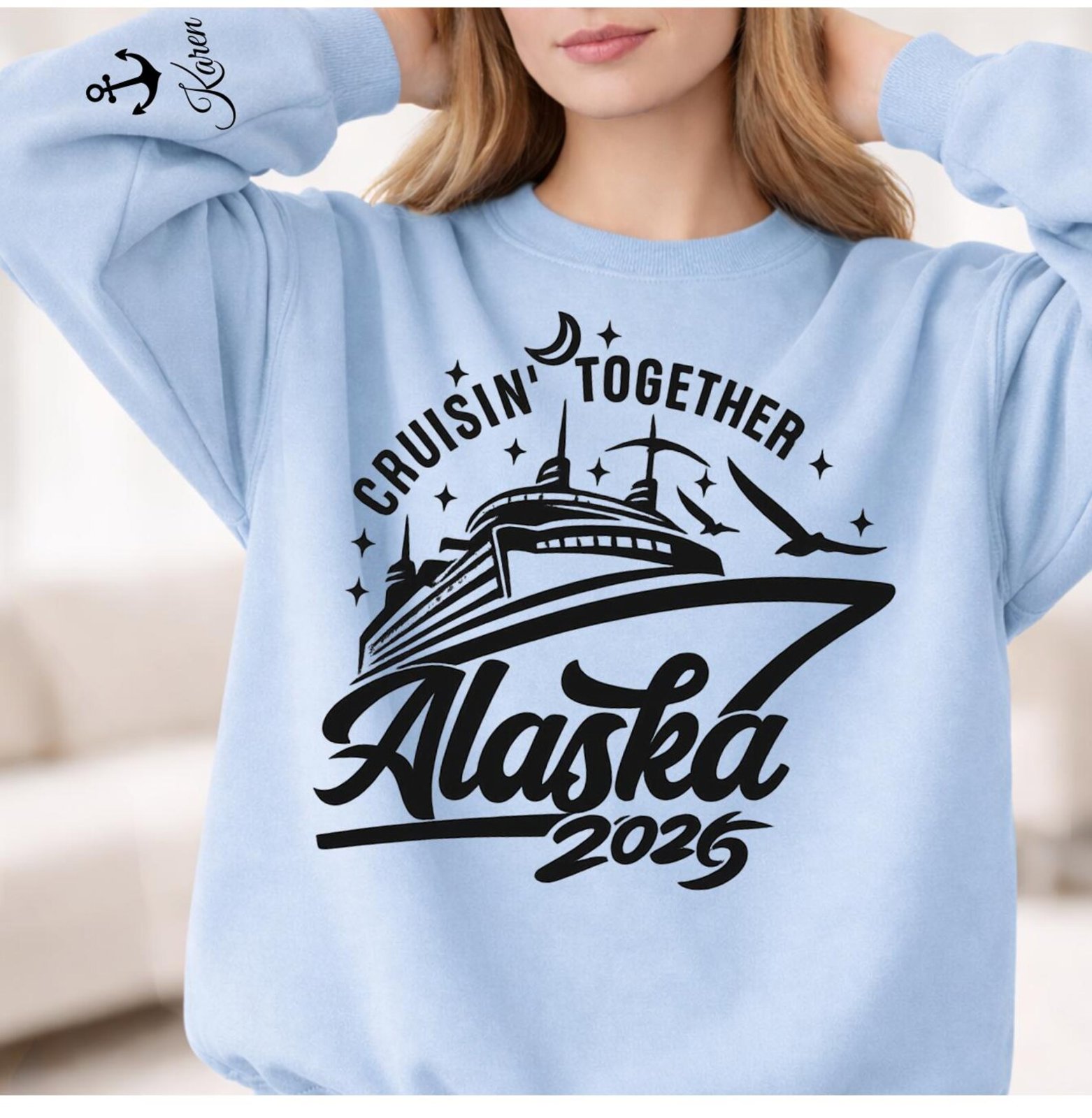 Name on Sleeve Alaska Cruise Sweatshirt, Matching Cruisin Together Alaska 2026 Shirt, Family Cruise Tee, Alaska Trip Outfit,Cruise Squad Top 5