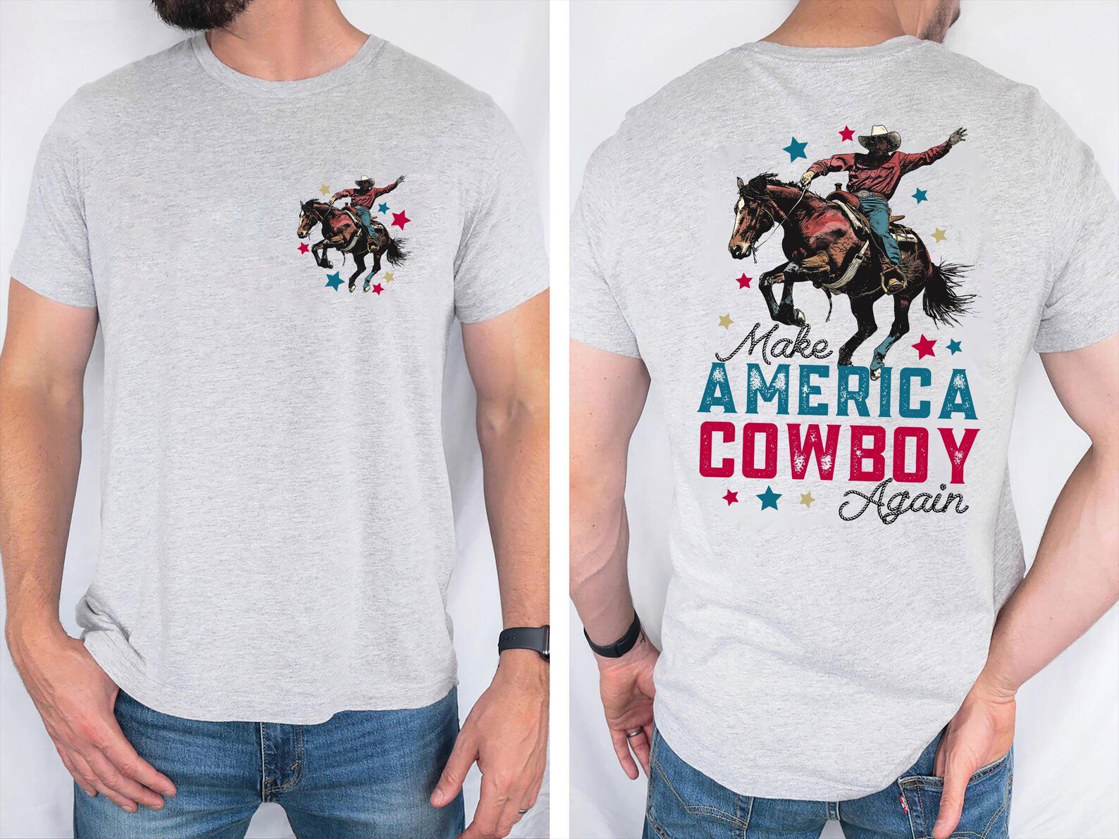 Make America Cowboy Again Comfort Colors Shirt: Western Bronco Tee 1