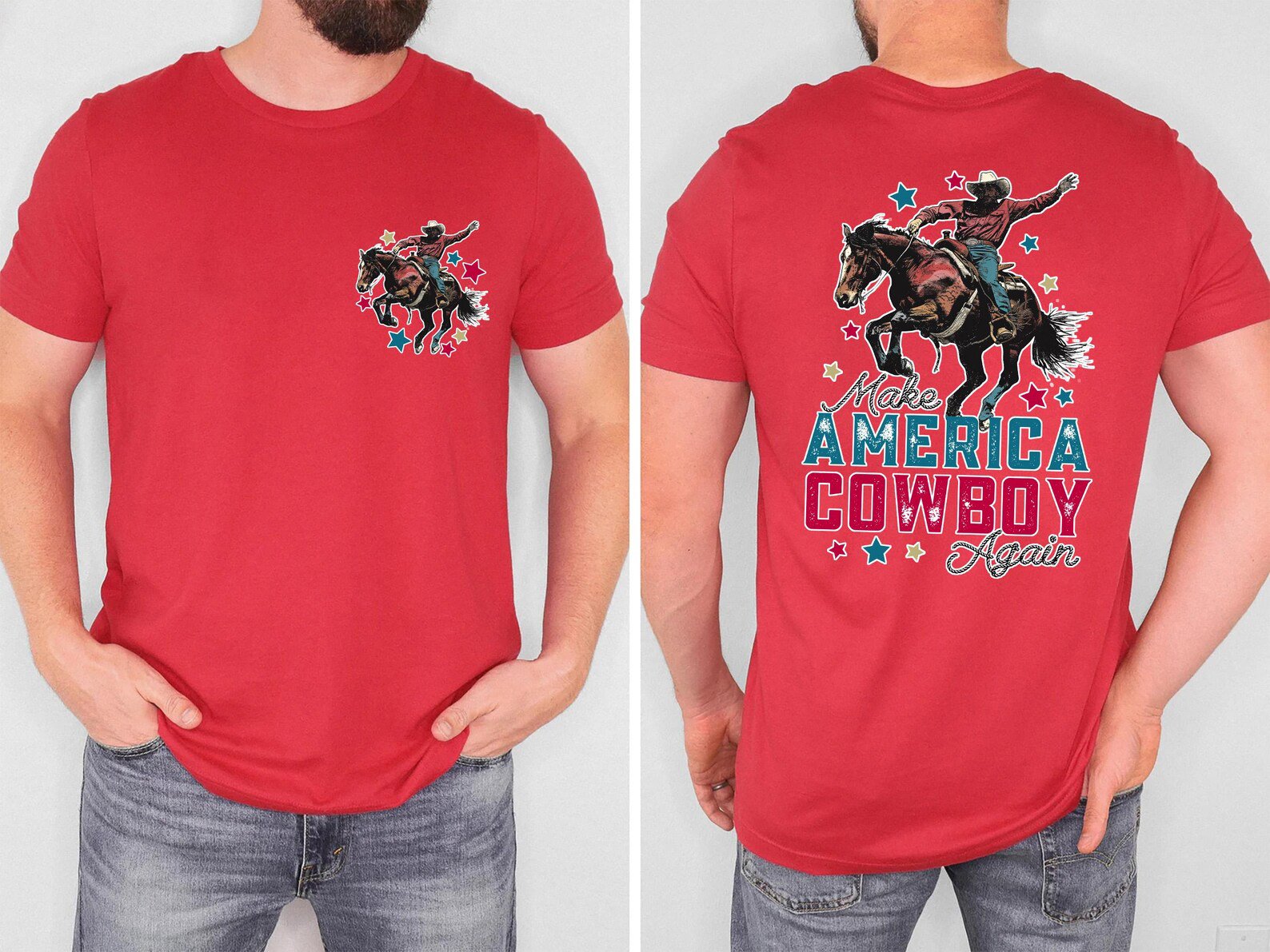 Make America Cowboy Again Comfort Colors Shirt: Western Bronco Tee 2
