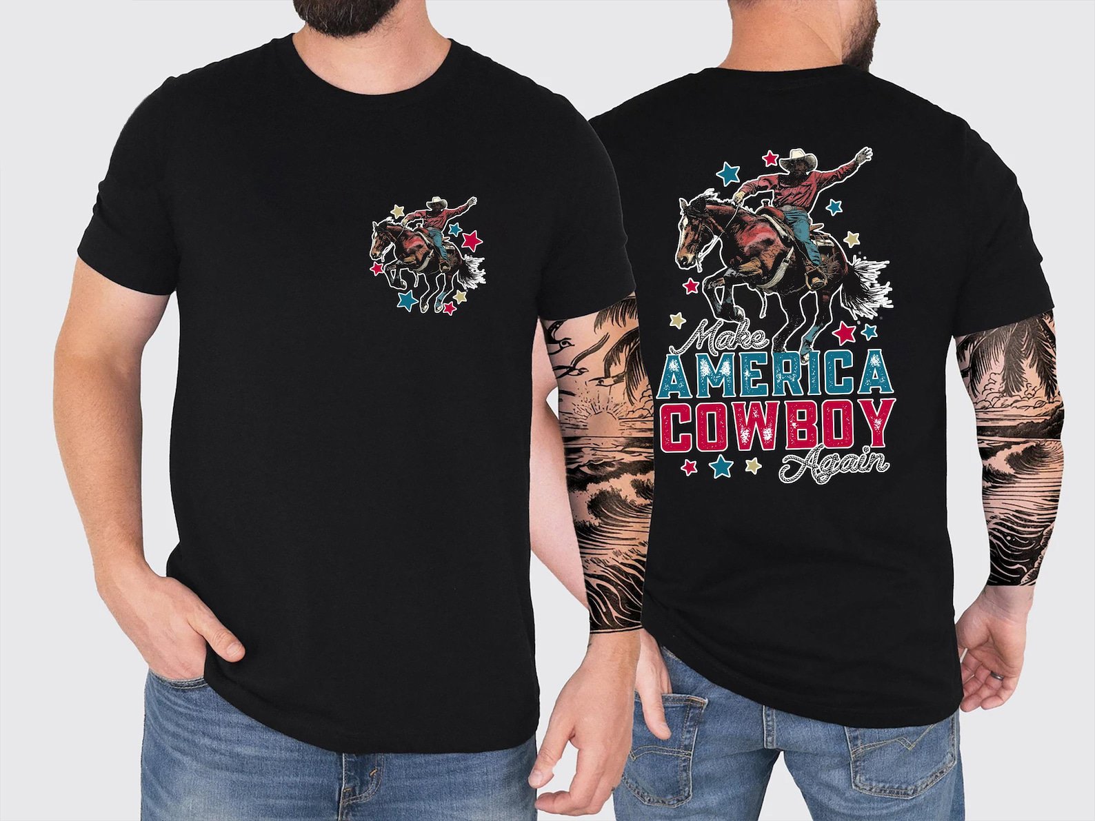 Make America Cowboy Again Comfort Colors Shirt: Western Bronco Tee 4