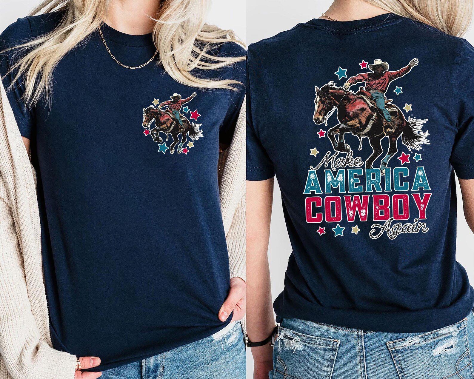 Make America Cowboy Again Comfort Colors Shirt: Western Bronco Tee 6