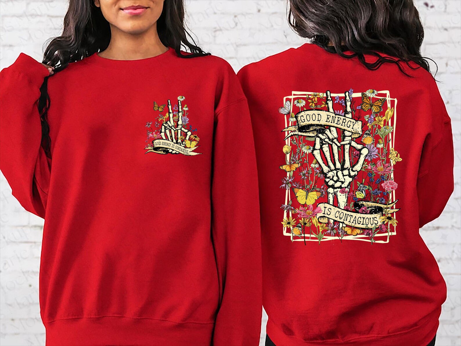 Good Energy Skeleton Shirt: Retro Mental Health Tee 2