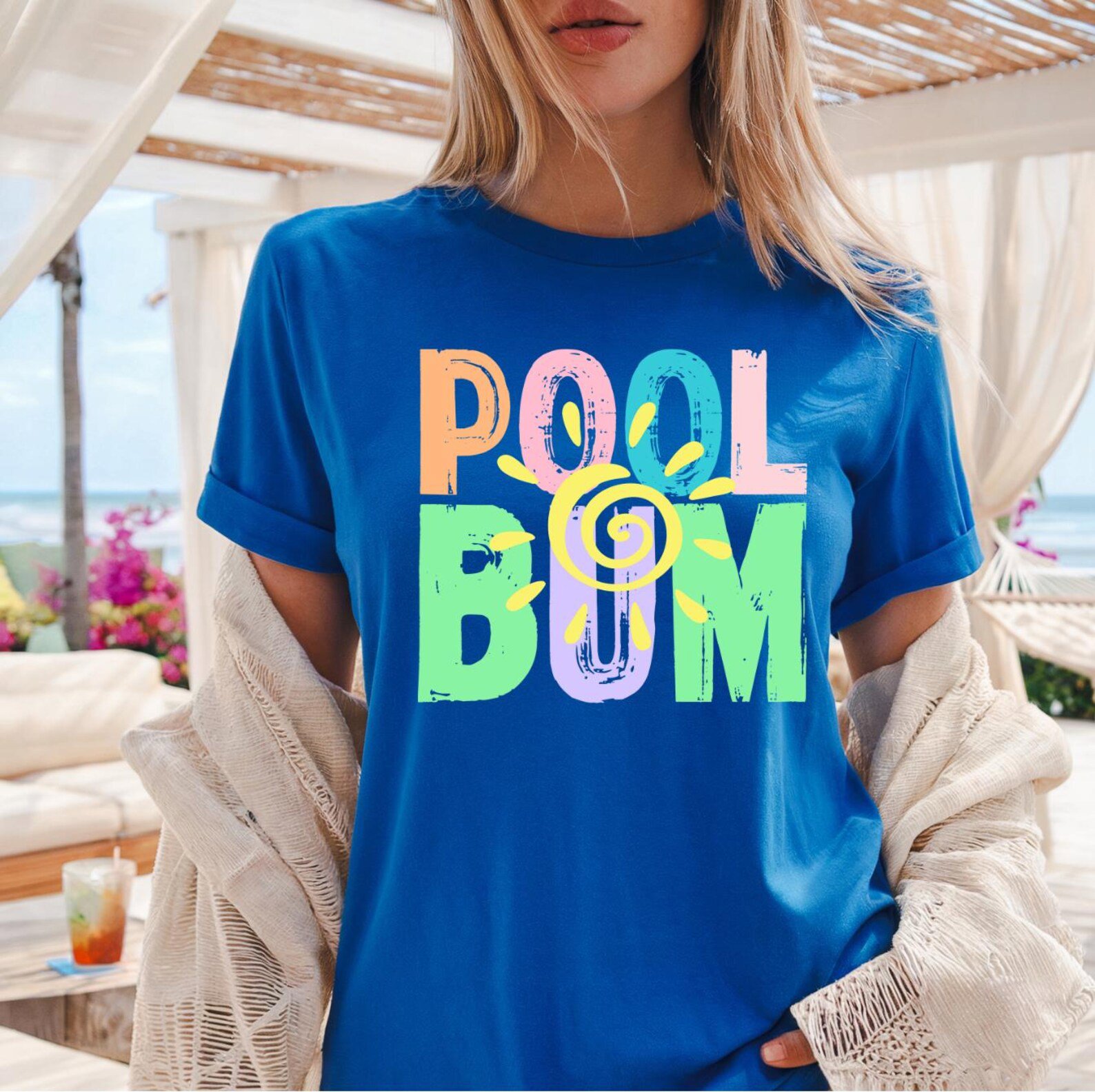 Retro Pool Bum Summer Graphic T-Shirt | Colorful Beach Vacation Aesthetic Tee 2