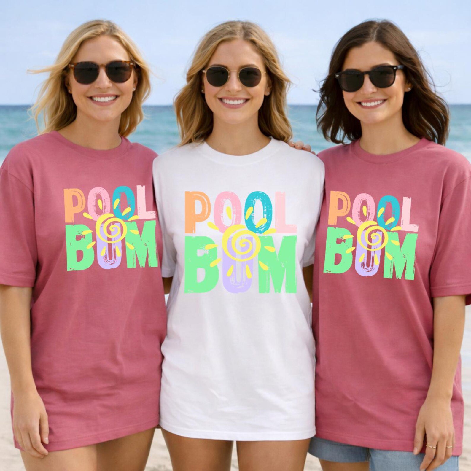 Retro Pool Bum Summer Graphic T-Shirt | Colorful Beach Vacation Aesthetic Tee 3