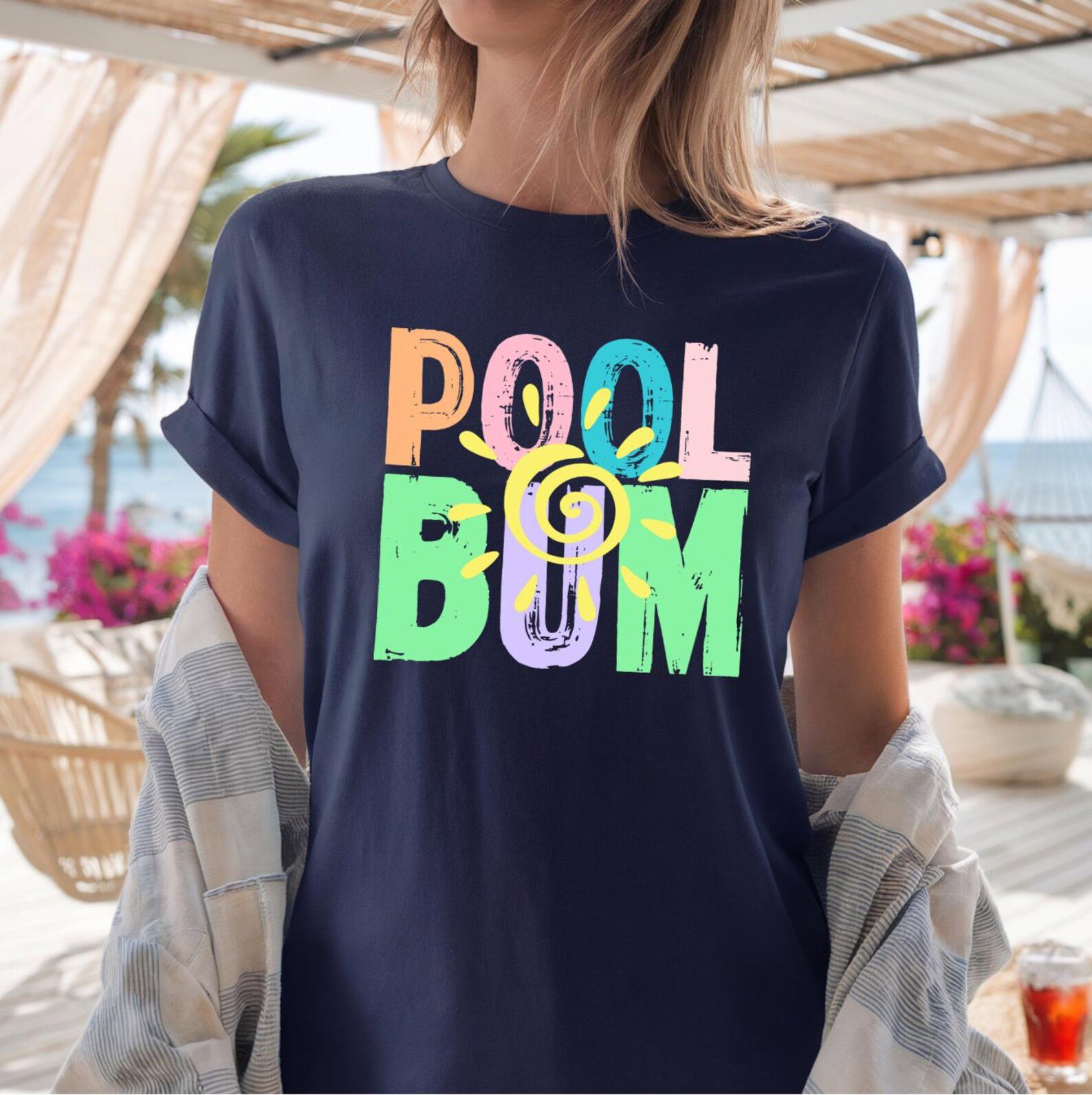Retro Pool Bum Summer Graphic T-Shirt | Colorful Beach Vacation Aesthetic Tee 6