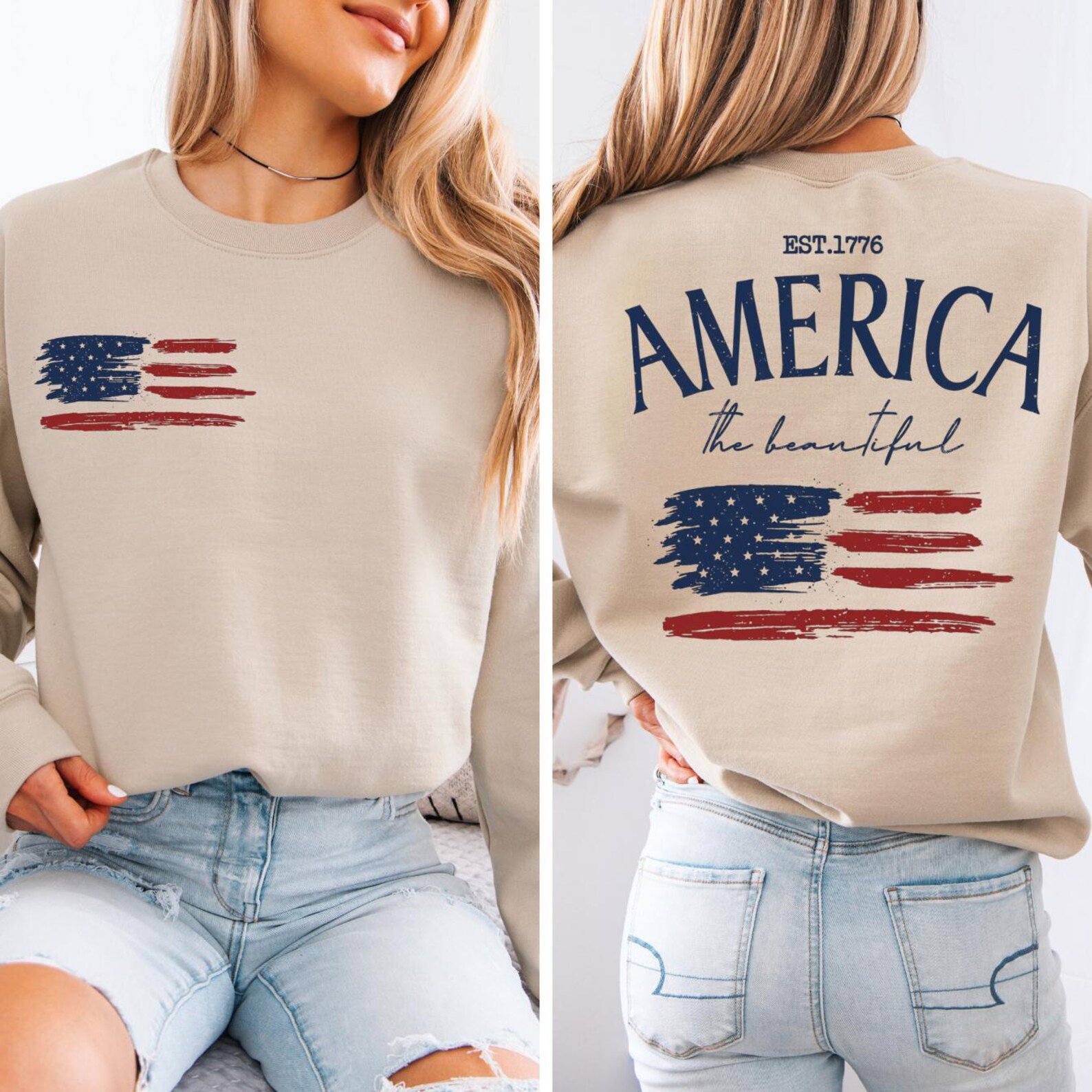America The Beautiful Shirt, 4th of July Shirt, Patriotic USA Shirt, Independence Day Tee, Red White Blue Summer Shirt 3