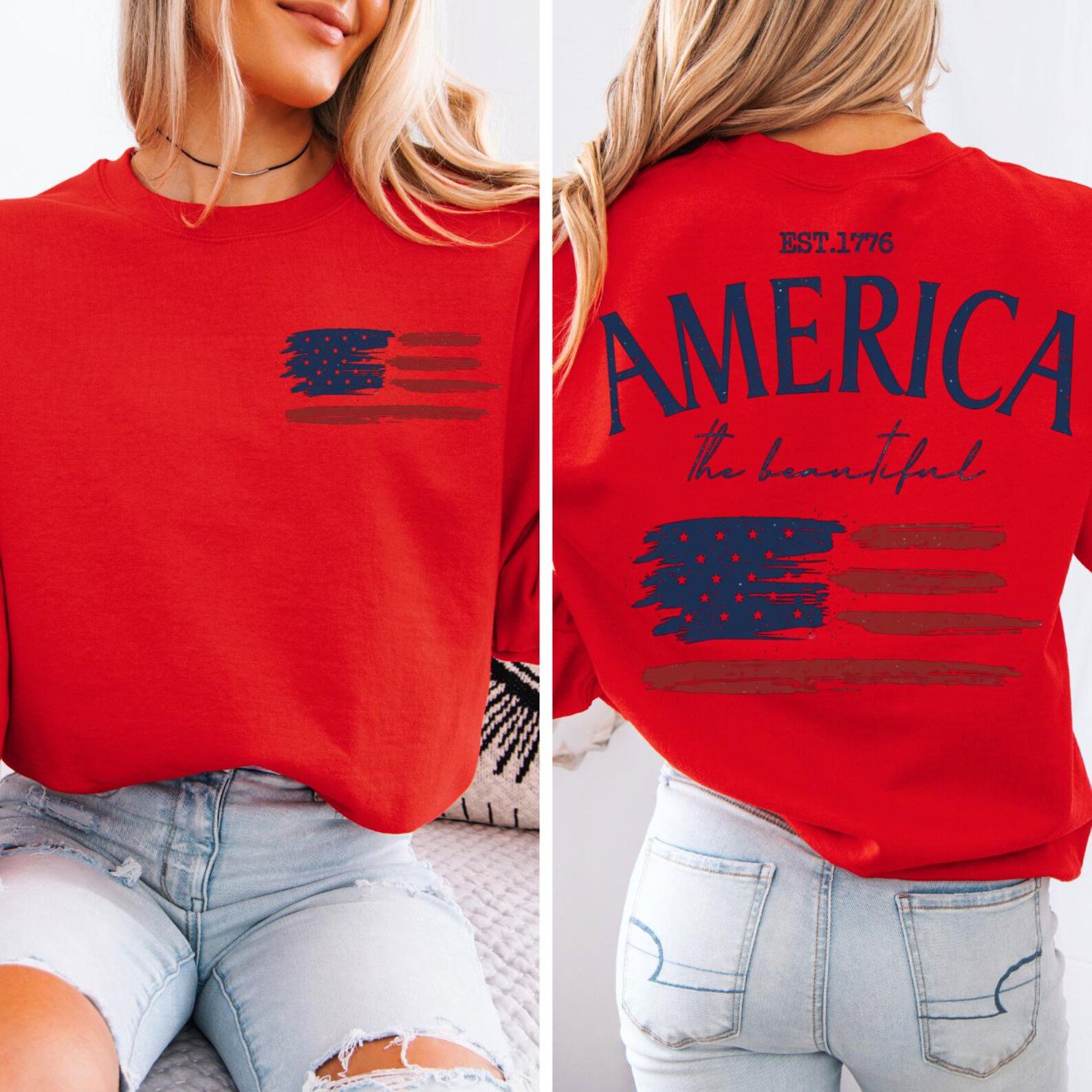 America The Beautiful Shirt, 4th of July Shirt, Patriotic USA Shirt, Independence Day Tee, Red White Blue Summer Shirt 6