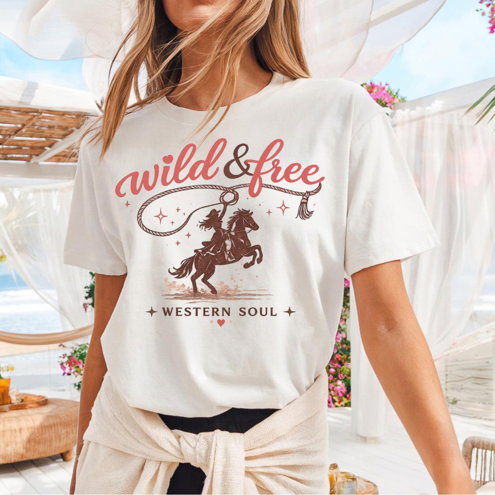 Wild and Free Western Shirt, Cowgirl Rodeo Tee, Western Soul Graphic T Shirt, Country Concert Outfit, Boutique Cowgirl Shirt,Horse Rider Top 3