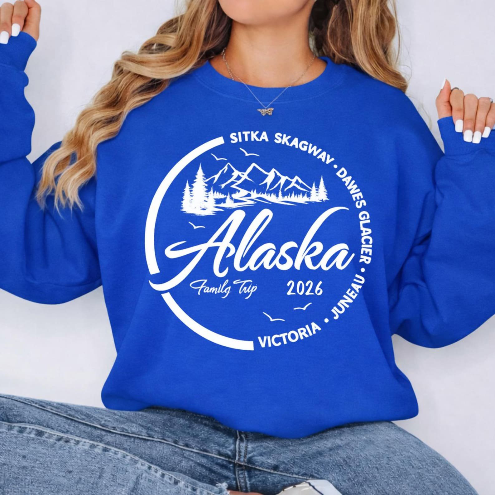 Custom Port Alaska Family Sweatshirt, Alaska Cruise Family Shirts, Alaska Trip 2025 Shirts, Family Cruise Outfits, Alaska Vacation Crewneck 3