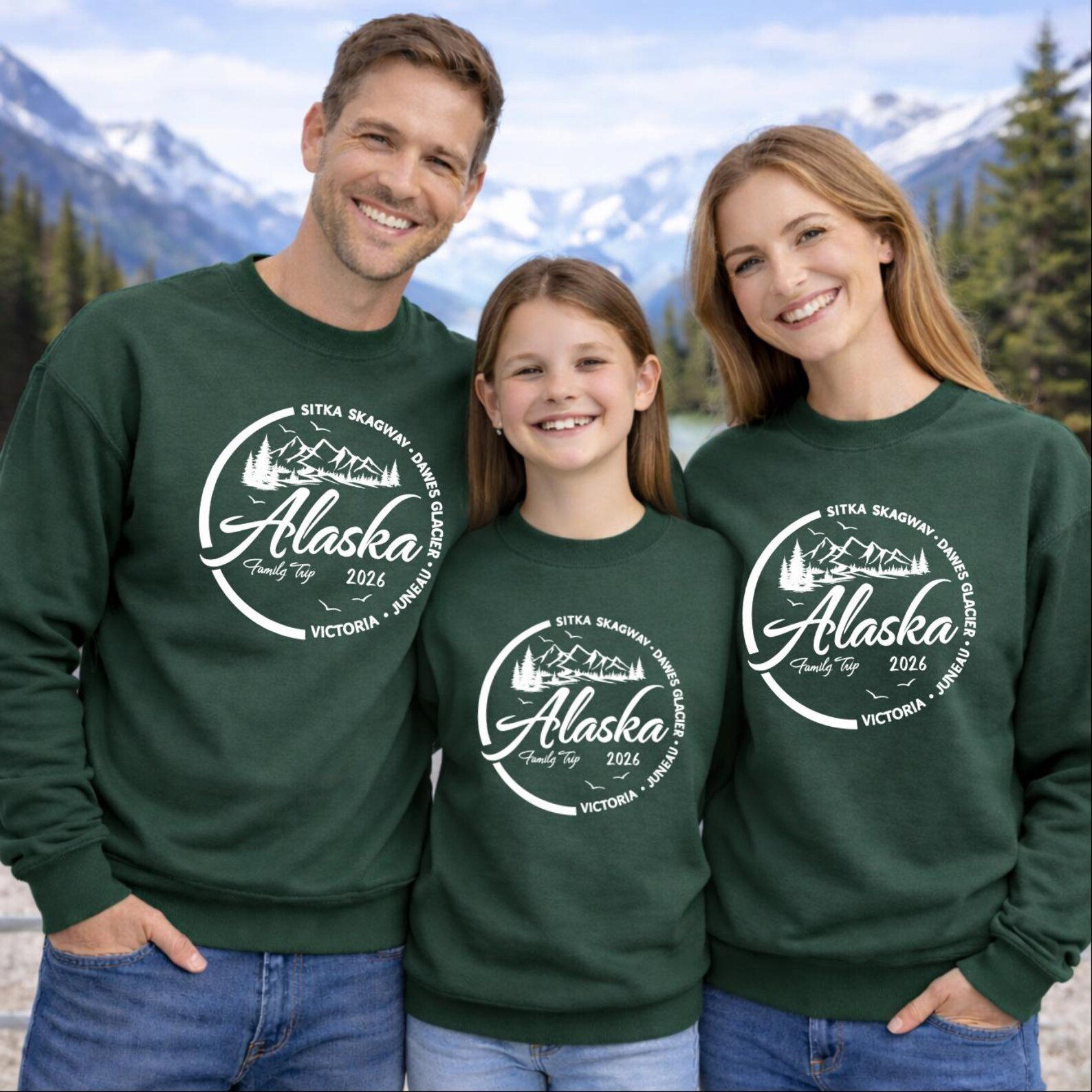 Custom Port Alaska Family Sweatshirt, Alaska Cruise Family Shirts, Alaska Trip 2025 Shirts, Family Cruise Outfits, Alaska Vacation Crewneck 4