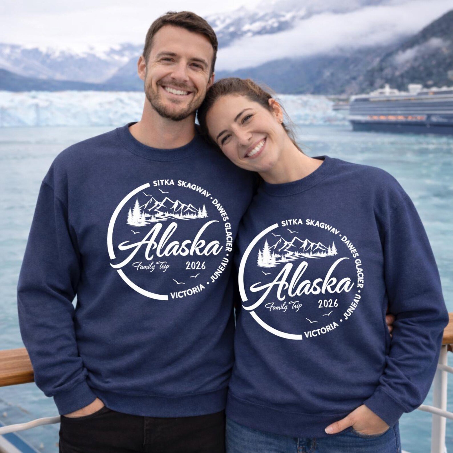 Custom Port Alaska Family Sweatshirt, Alaska Cruise Family Shirts, Alaska Trip 2025 Shirts, Family Cruise Outfits, Alaska Vacation Crewneck 6
