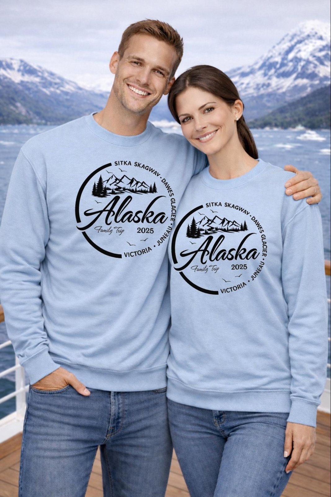 Custom Port Alaska Family Sweatshirt, Alaska Cruise Family Shirts, Alaska Trip 2025 Shirts, Family Cruise Outfits, Alaska Vacation Crewneck 5