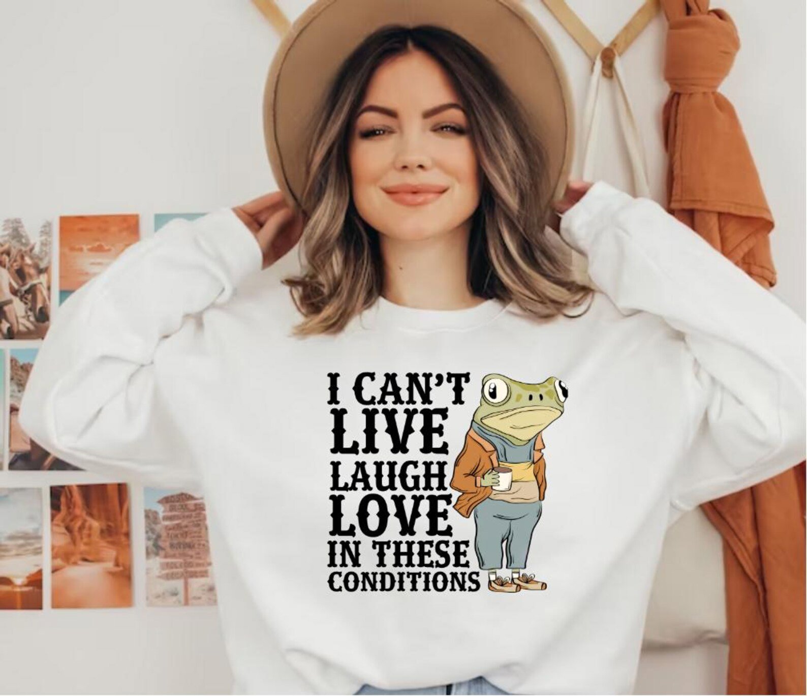 Funny Frog Sweatshirt: I Can’t Live Laugh Love Crewneck 3