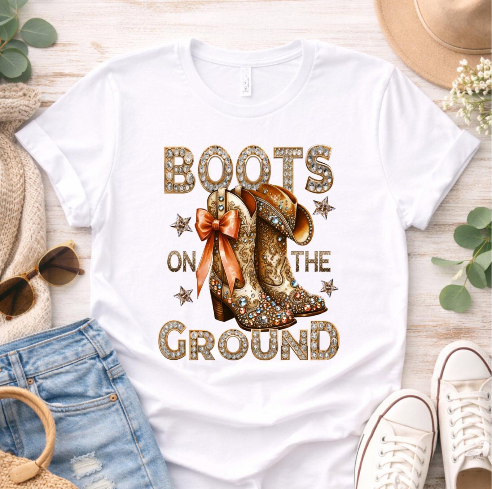 Boots on the Ground Shirt, Western Cowgirl Tee, Country Concert Outfit, Rodeo Girls Night Shirt, Western Boots TShirt, Cowgirl Outfit Top 1
