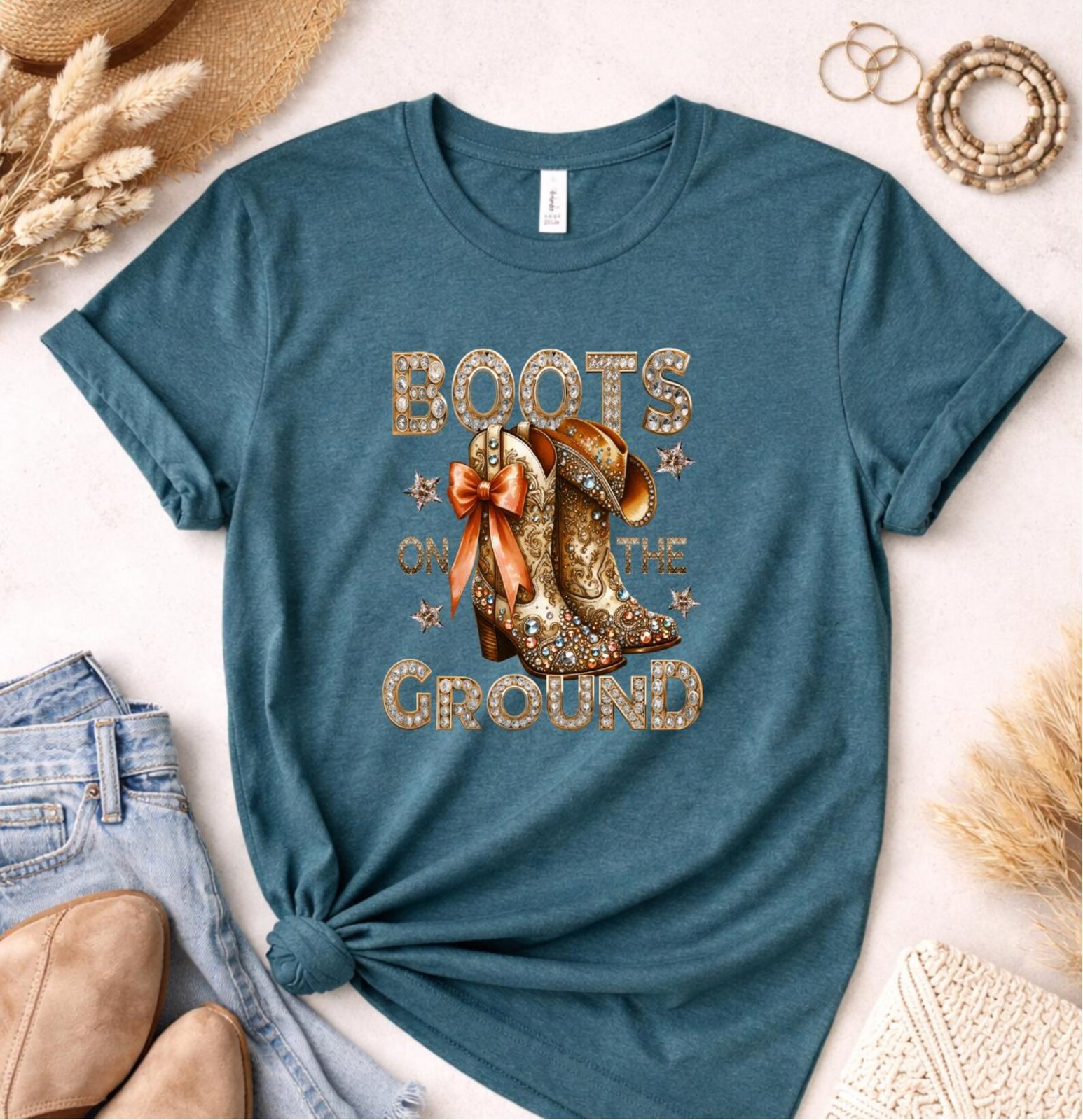 Boots on the Ground Shirt, Western Cowgirl Tee, Country Concert Outfit, Rodeo Girls Night Shirt, Western Boots TShirt, Cowgirl Outfit Top 9
