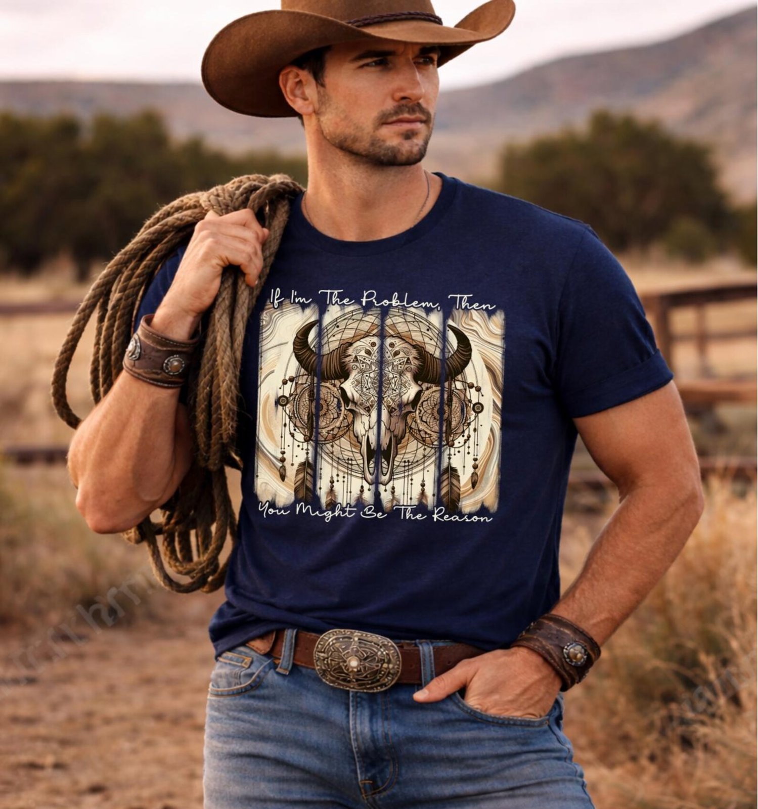 Sarcastic Western Shirt, If Im The Problem Tee, Funny LongHorn Shirt, Snarky Graphic T Shirt, Unisex Western Humor Tee, Rodeo Shirt 3