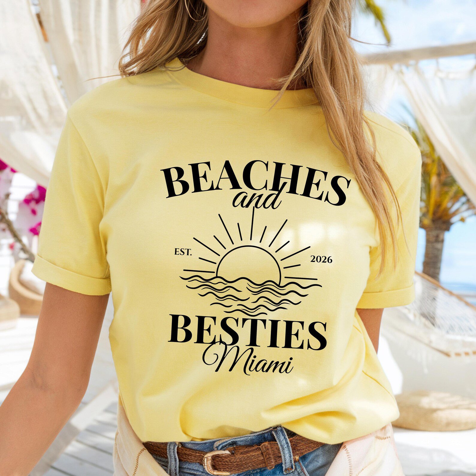 Custom Location Beaches and Besties Matching Shirts | Personalized Girls Trip 2026 T-Shirt 4