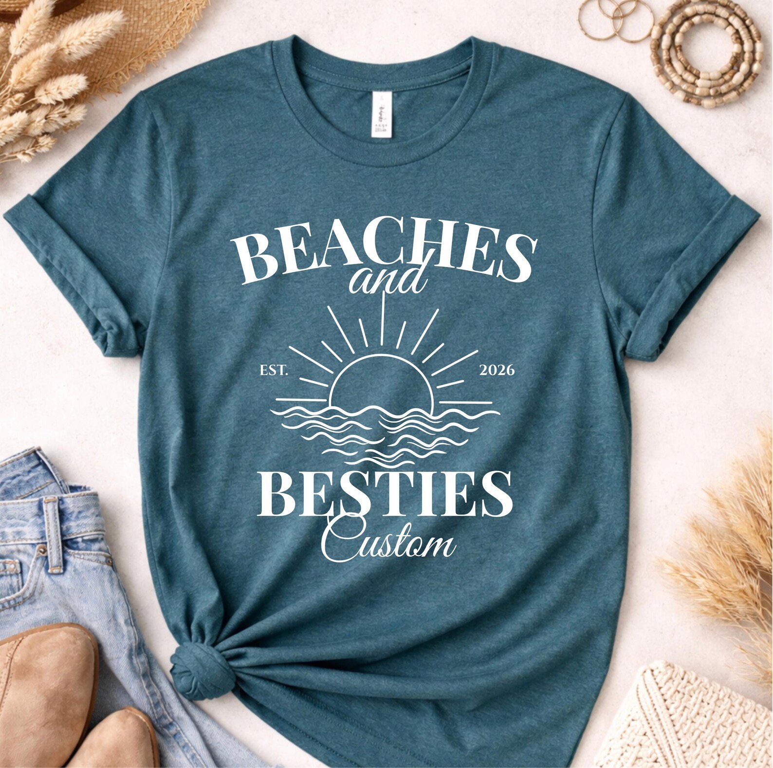 Custom Location Beaches and Besties Matching Shirts | Personalized Girls Trip 2026 T-Shirt 6