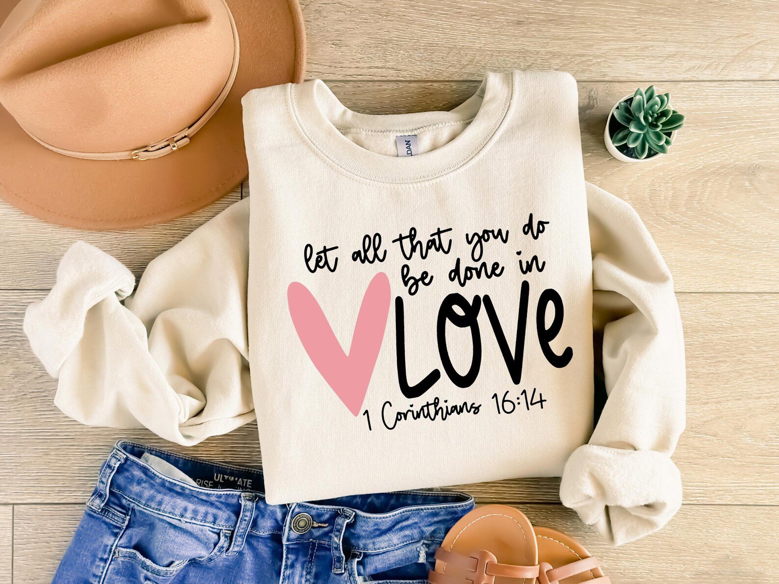 Let All That You Do Be Done In Love Sweatshirt, 1 Corinthians 16:14, Christian Valentine Gift for Her, Faith Crewneck, Bible Verse Pullover 2