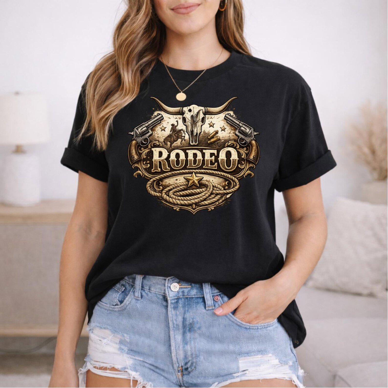 Rodeo Western Shirt, Cowgirl Crewneck, Vintage Rodeo Shirt, Western Longhorn Sweatshirt, Country Rodeo Outfit, Rodeo Matching Couple Tee 2