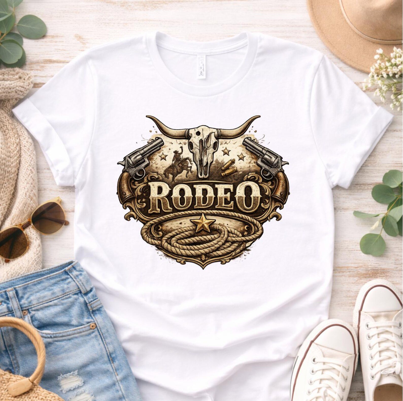 Rodeo Western Shirt, Cowgirl Crewneck, Vintage Rodeo Shirt, Western Longhorn Sweatshirt, Country Rodeo Outfit, Rodeo Matching Couple Tee 1