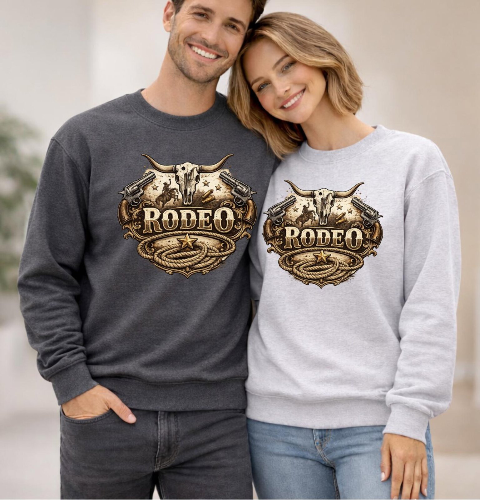 Rodeo Western Shirt, Cowgirl Crewneck, Vintage Rodeo Shirt, Western Longhorn Sweatshirt, Country Rodeo Outfit, Rodeo Matching Couple Tee 5