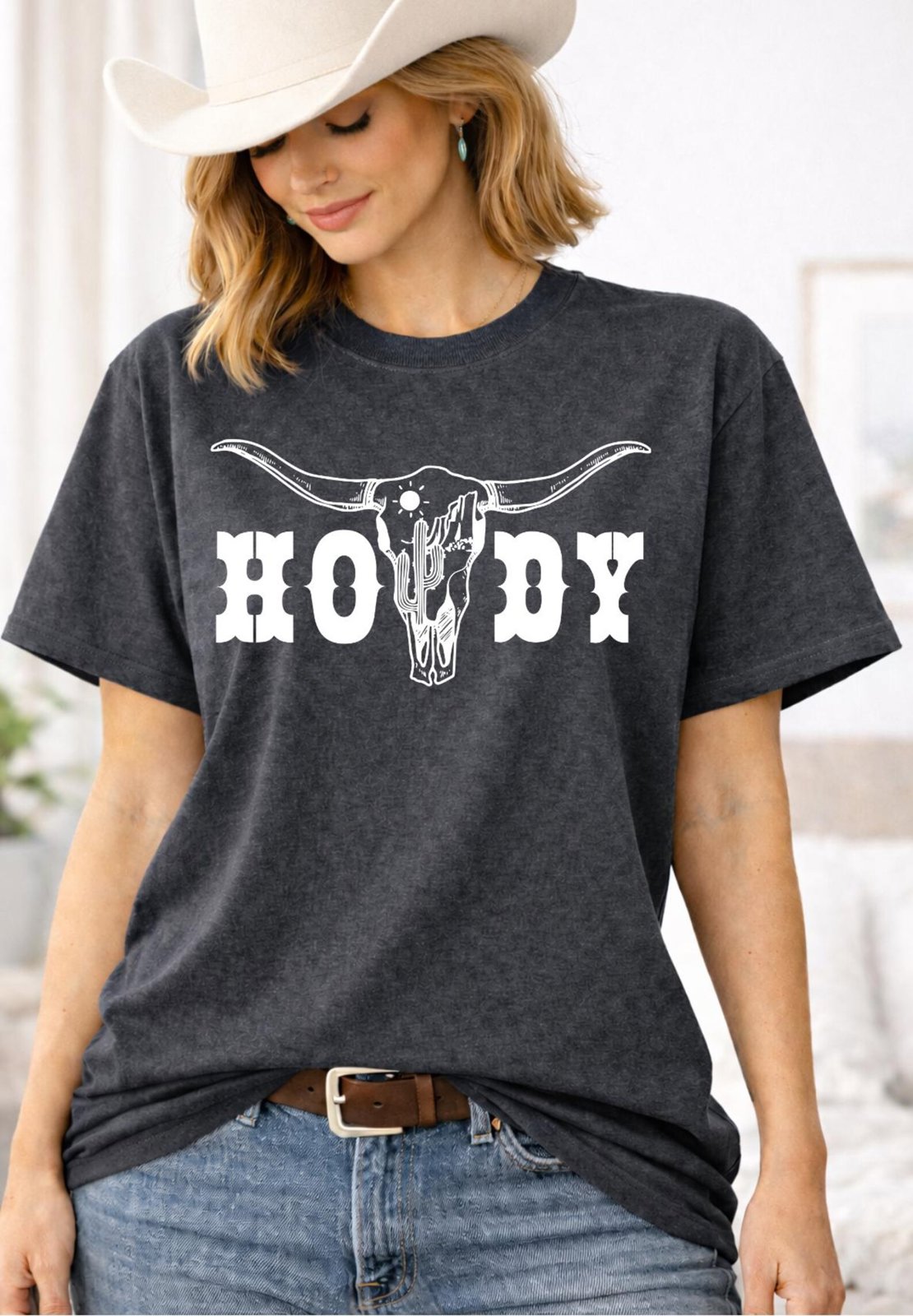 Howdy Longhorn Skull Shirt, Western Graphic Tee, Cowgirl Shirt, Rodeo Outfit, Country Concert Tee, Texas Longhorn TShirt, Western Gift 6