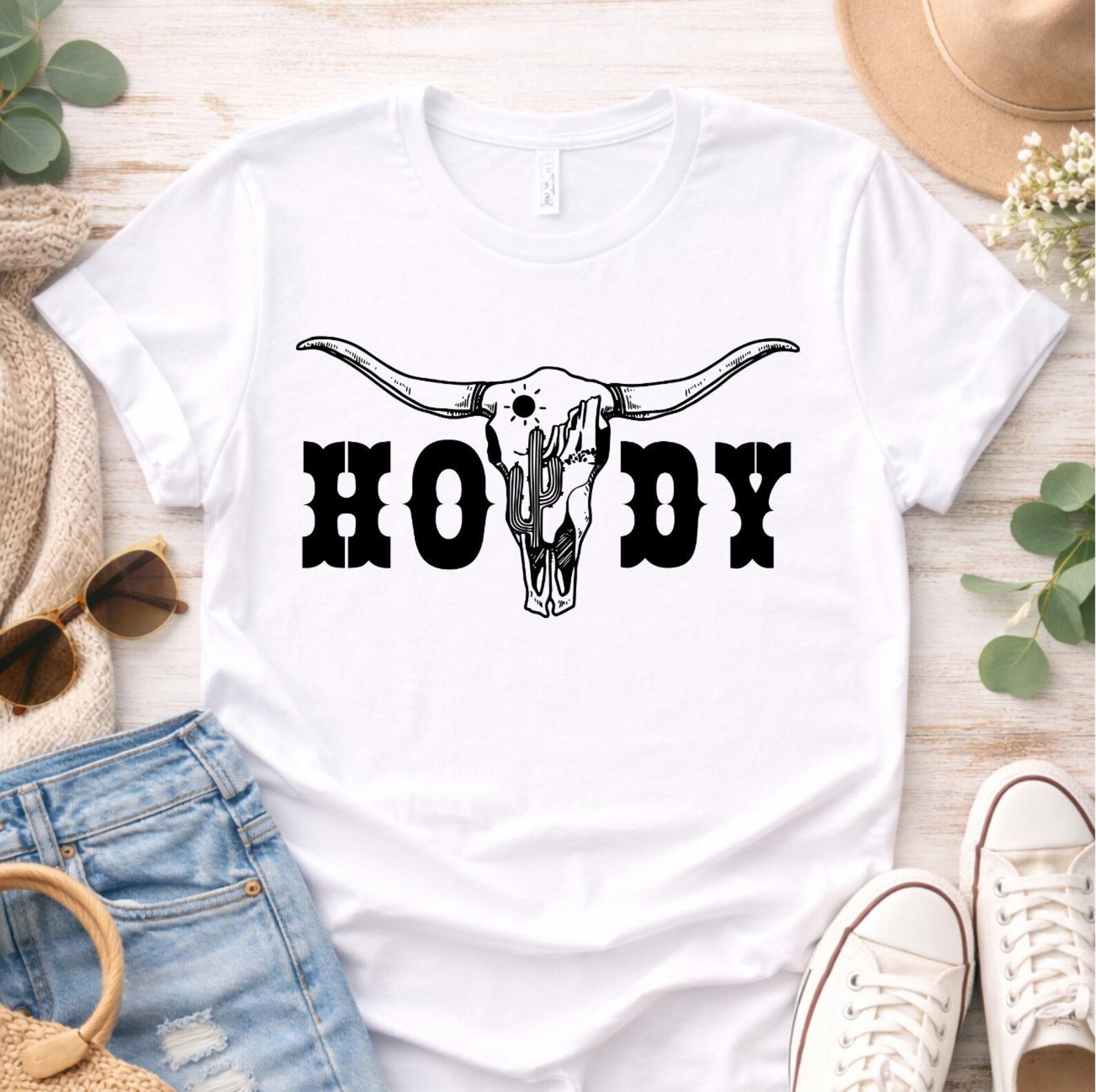Howdy Longhorn Skull Shirt, Western Graphic Tee, Cowgirl Shirt, Rodeo Outfit, Country Concert Tee, Texas Longhorn TShirt, Western Gift 11