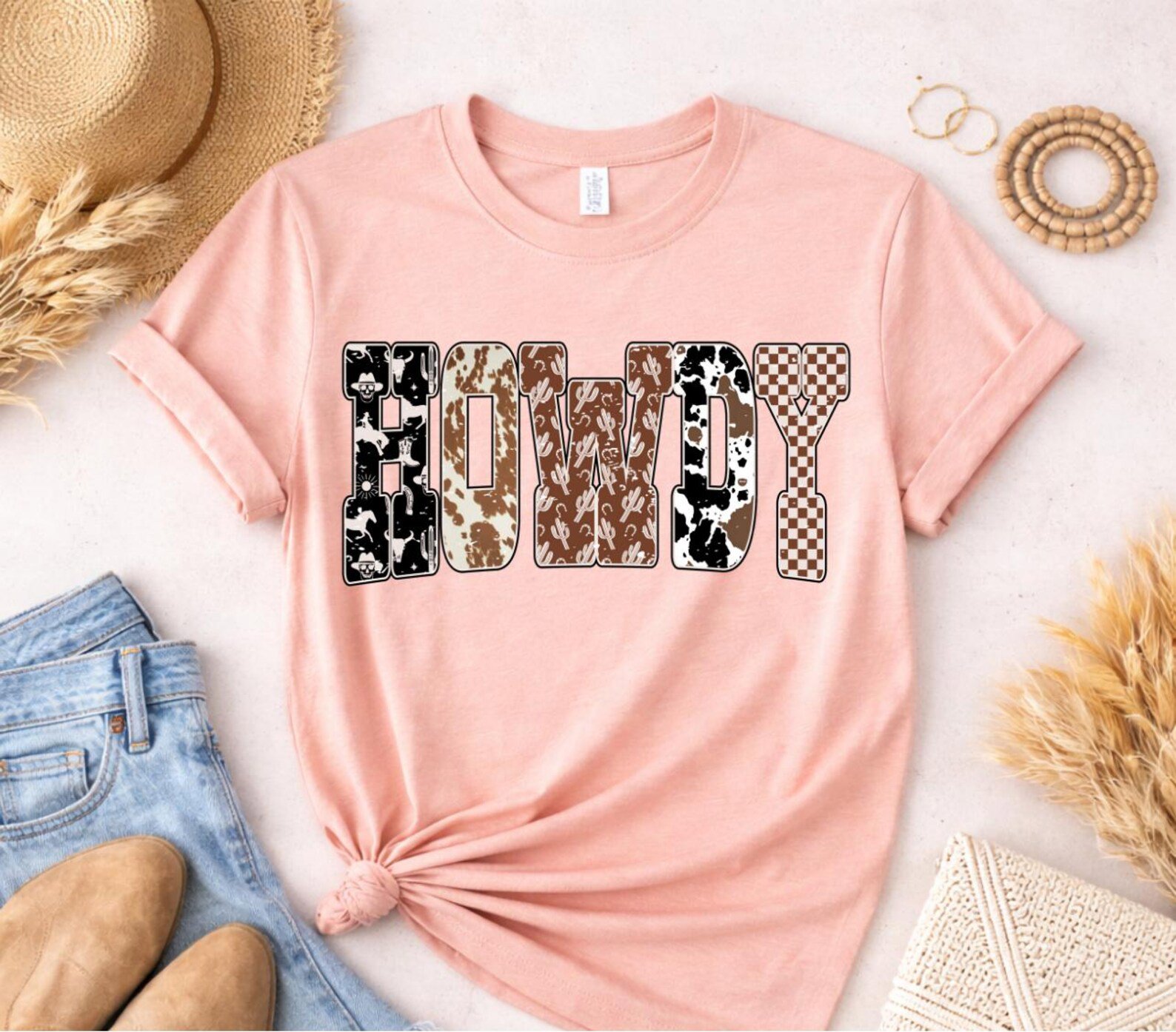 Howdy Shirt, Western Design Tee, Cow Print Howdy TShirt, Country Concert Outfit, Rodeo Cowboy Shirt, Cowgirl Western Top, Unisex Tee 4