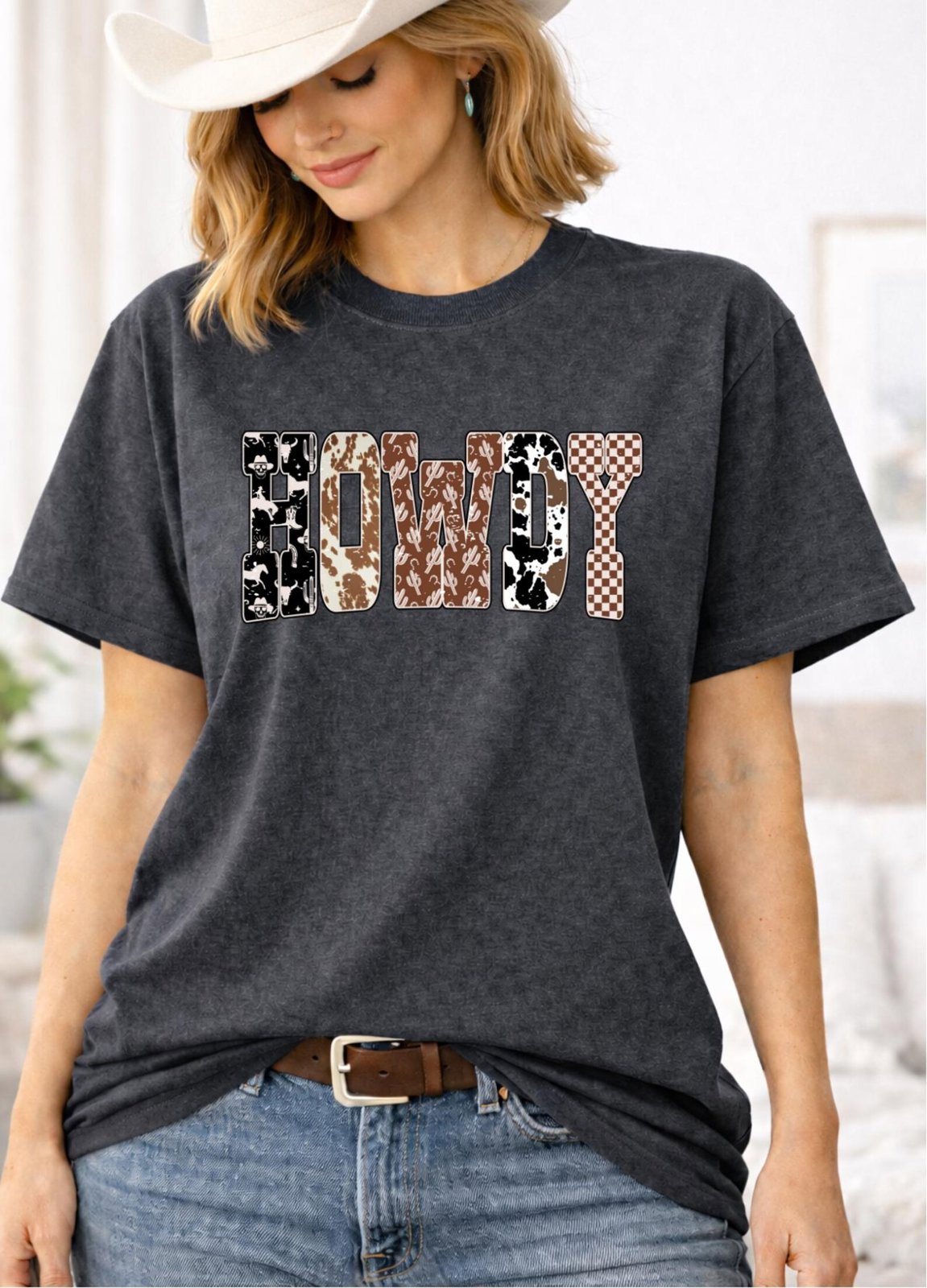 Howdy Shirt, Western Design Tee, Cow Print Howdy TShirt, Country Concert Outfit, Rodeo Cowboy Shirt, Cowgirl Western Top, Unisex Tee 5