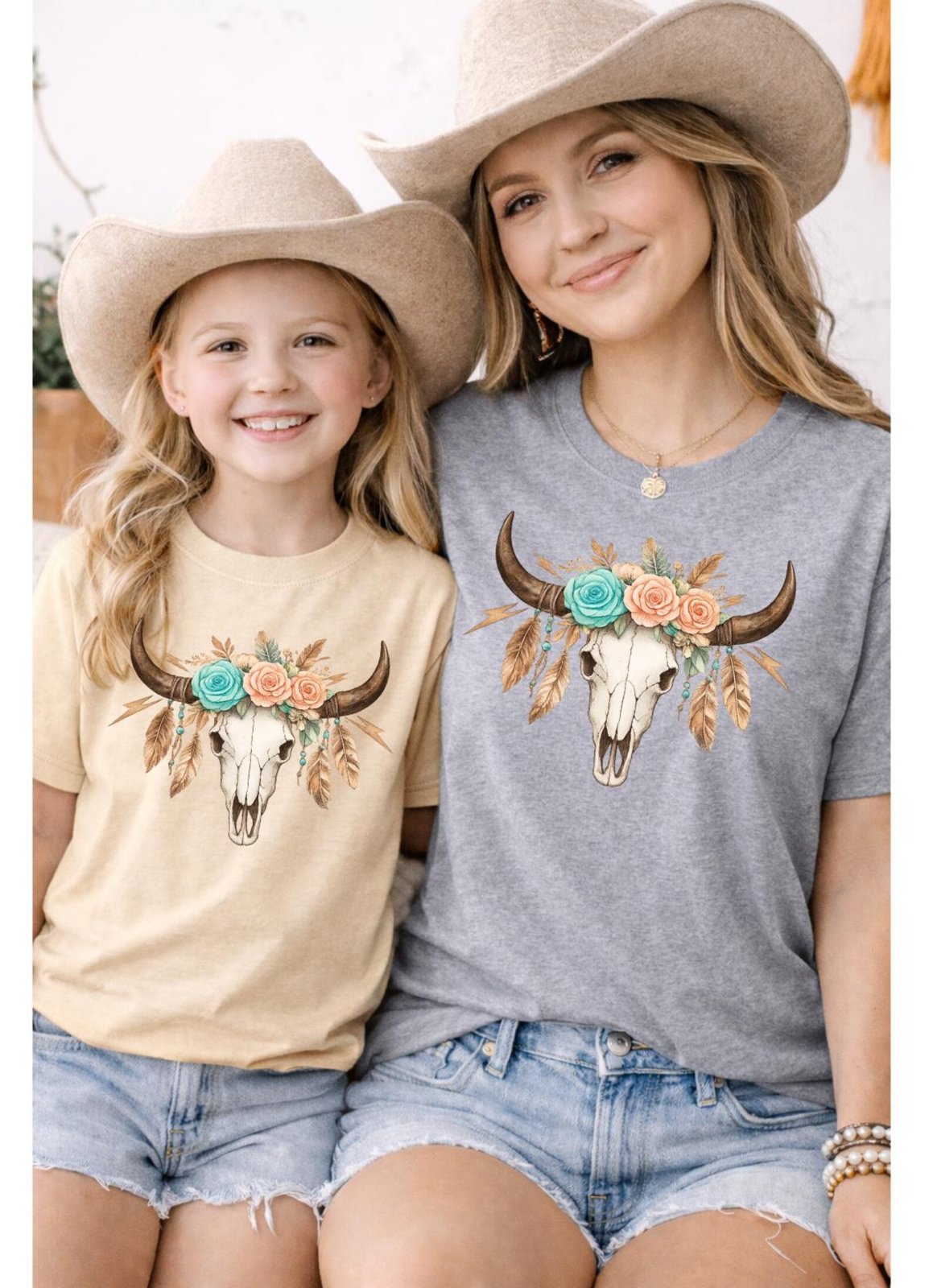 Longhorn Skull Shirt, Western Boho Design Tee, Floral Longhorn TShirt, Country Concert Matching Outfit, Cowgirl Western Rodeo Top 7