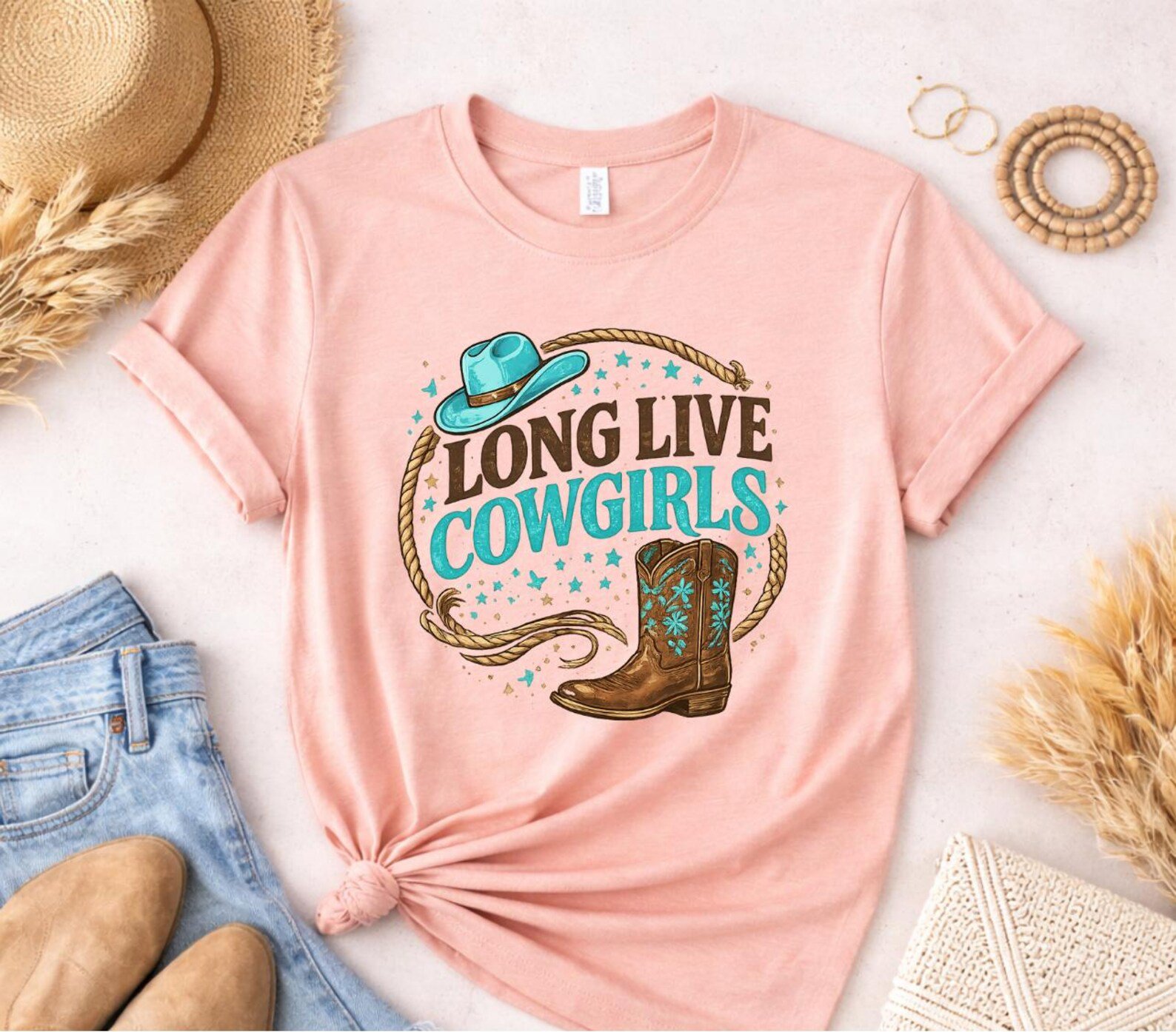 Long Live Cow Girl Tee, Matching Rodeo Shirt, Coutry Concert Outfit, Western Night Out Sweatshirt, Matching Mother Daughter Cowgirl Set 2