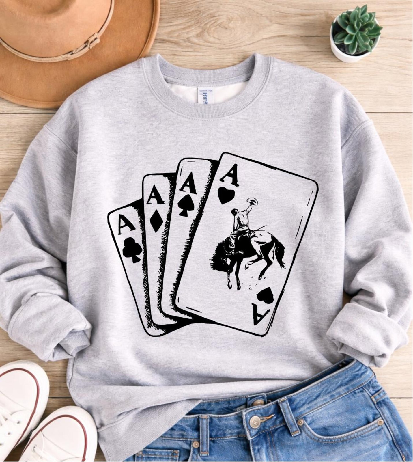 Western Cowboy Poker Shirt, Rodeo Playing Cards Tee, Cowgirl Rodeo Shirt, Country Concert Western TShirt, Cowgirl Gift, Ace Card Unisex Tee 2