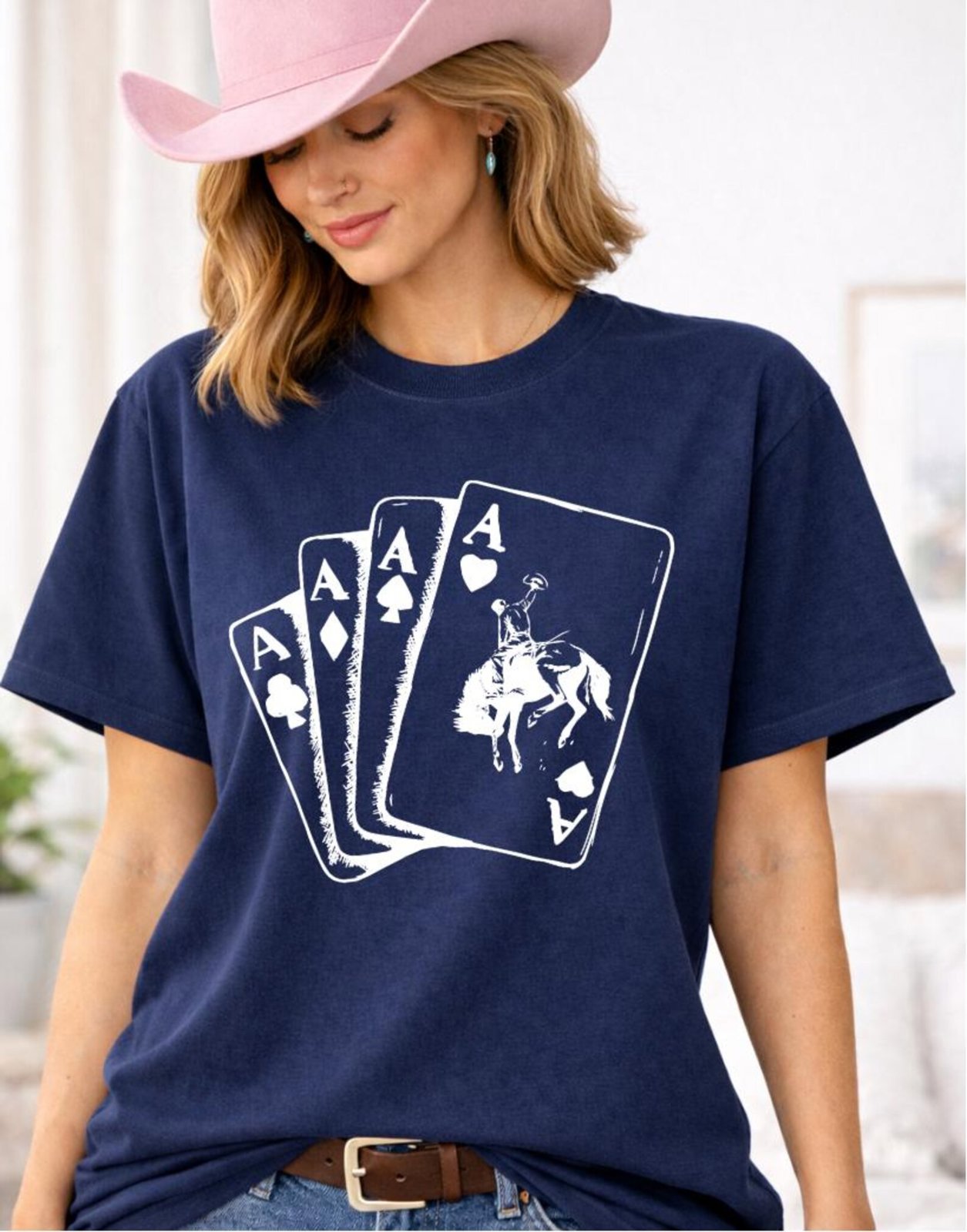Western Cowboy Poker Shirt, Rodeo Playing Cards Tee, Cowgirl Rodeo Shirt, Country Concert Western TShirt, Cowgirl Gift, Ace Card Unisex Tee 9