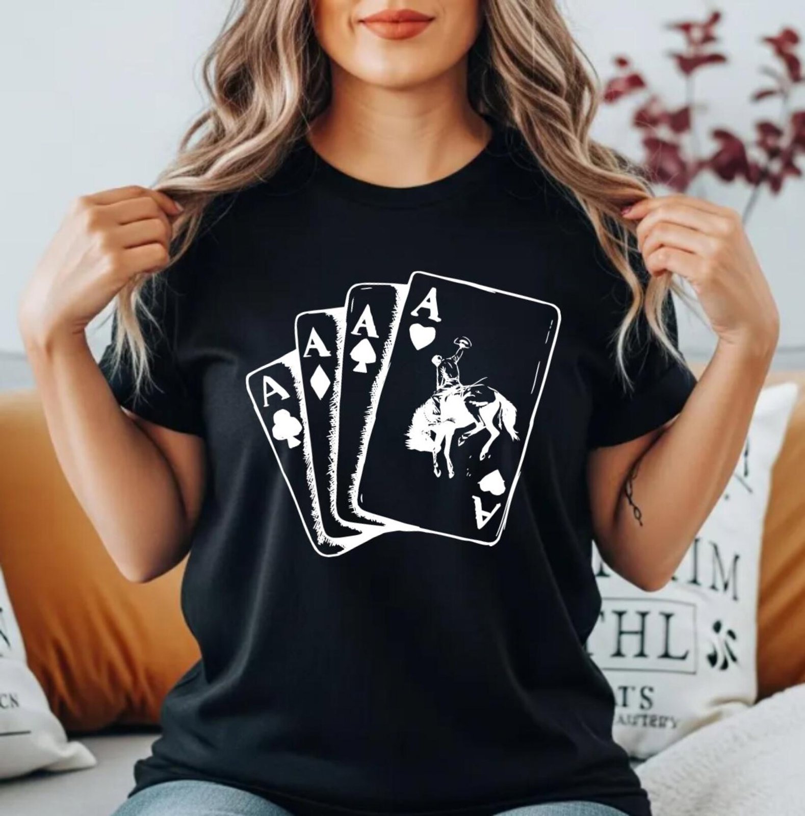 Western Cowboy Poker Shirt, Rodeo Playing Cards Tee, Cowgirl Rodeo Shirt, Country Concert Western TShirt, Cowgirl Gift, Ace Card Unisex Tee 10