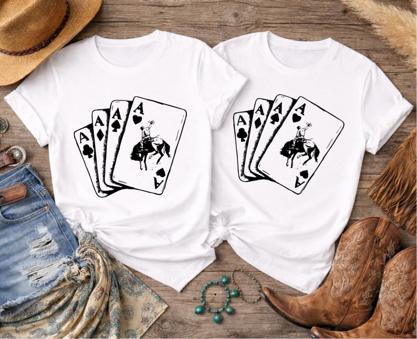 Western Cowboy Poker Shirt, Rodeo Playing Cards Tee, Cowgirl Rodeo Shirt, Country Concert Western TShirt, Cowgirl Gift, Ace Card Unisex Tee 11