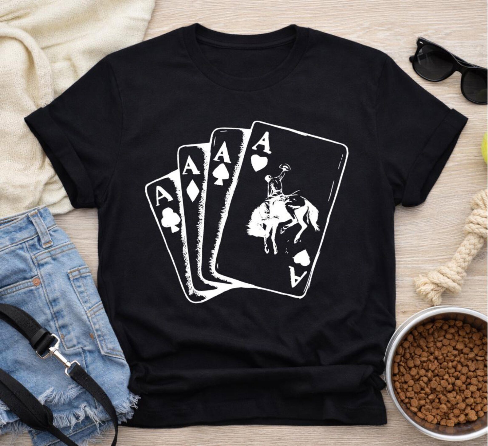 Western Cowboy Poker Shirt, Rodeo Playing Cards Tee, Cowgirl Rodeo Shirt, Country Concert Western TShirt, Cowgirl Gift, Ace Card Unisex Tee 12