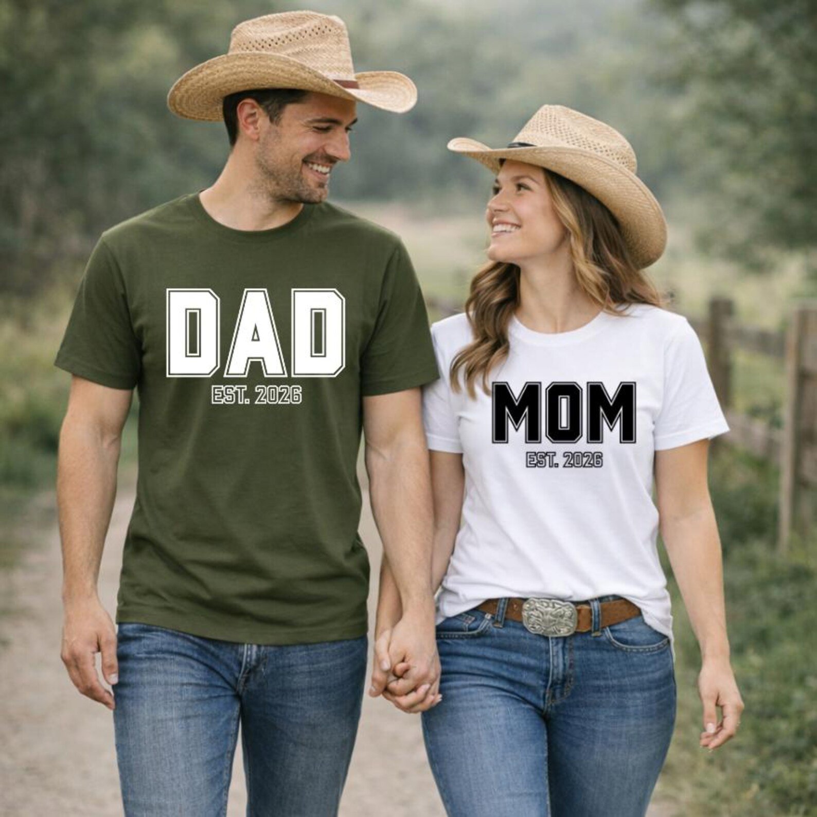Mom and Dad Est. 2026 Shirt, New Parents Matching Shirt, Custom Dad Aunite Granny any title tee, Baby Coming 2026, Fathers Day shirt 9